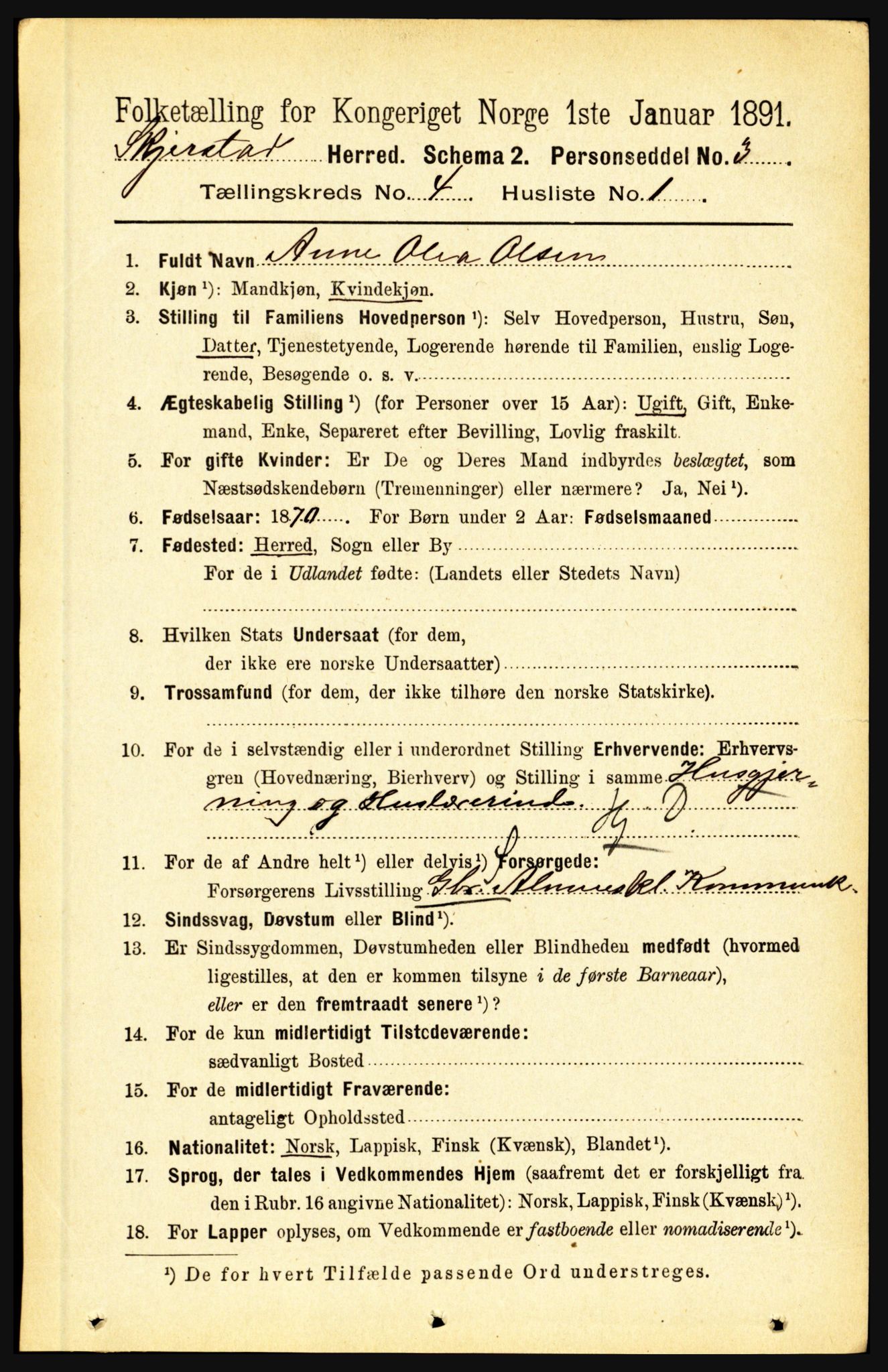 RA, 1891 census for 1842 Skjerstad, 1891, p. 1103