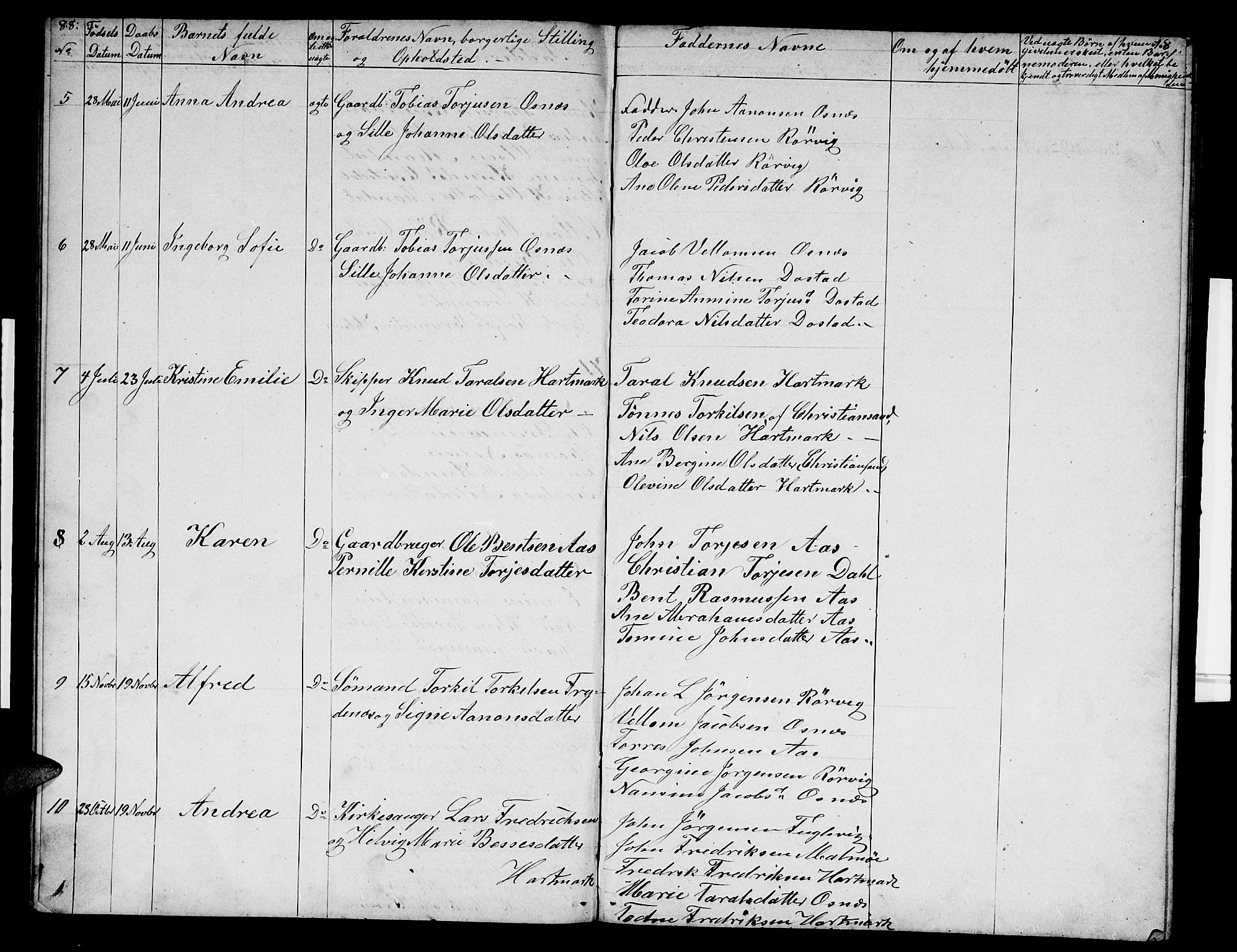 Mandal sokneprestkontor, SAK/1111-0030/F/Fb/Fbb/L0003: Parish register (copy) no. B 3, 1848-1877, p. 88-89