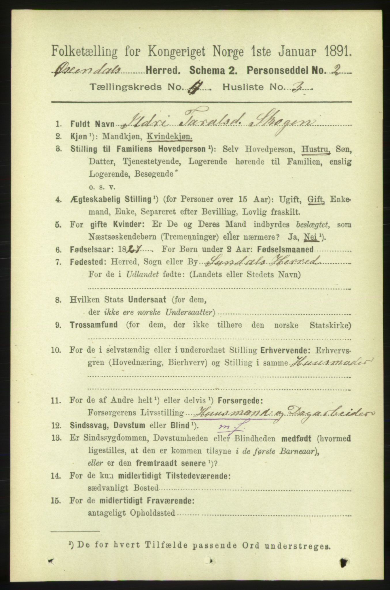 RA, 1891 census for 1561 Øksendal, 1891, p. 848