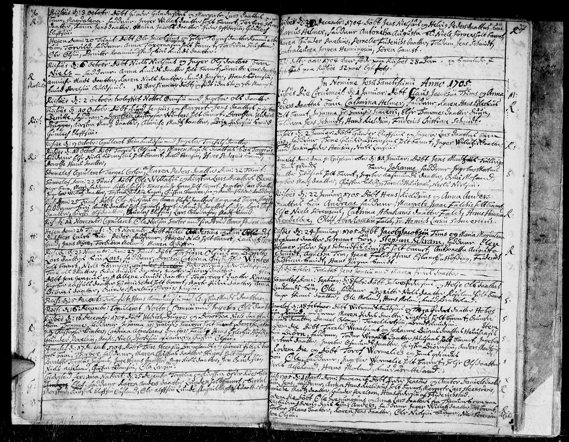 Gjerstad sokneprestkontor, AV/SAK-1111-0014/F/Fa/Faa/L0001: Parish register (official) no. A 1, 1695-1717, p. 36-37