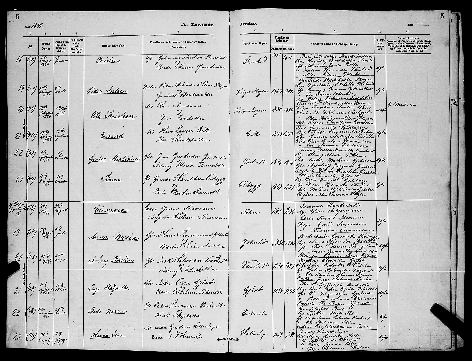 Holla kirkebøker, AV/SAKO-A-272/G/Gb/L0001: Parish register (copy) no. II 1, 1882-1897, p. 5