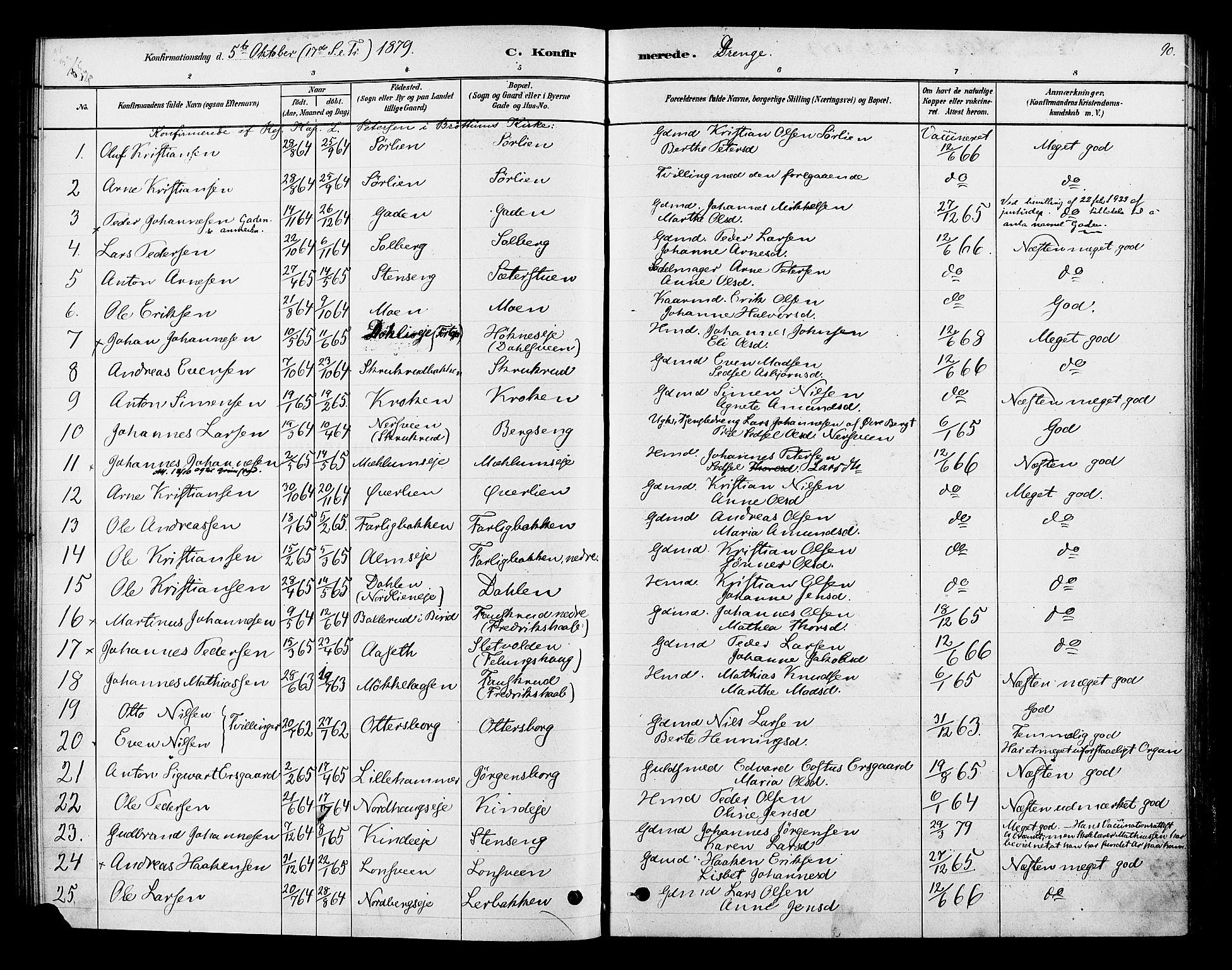 Ringsaker prestekontor, SAH/PREST-014/K/Ka/L0013: Parish register (official) no. 13, 1879-1890, p. 90