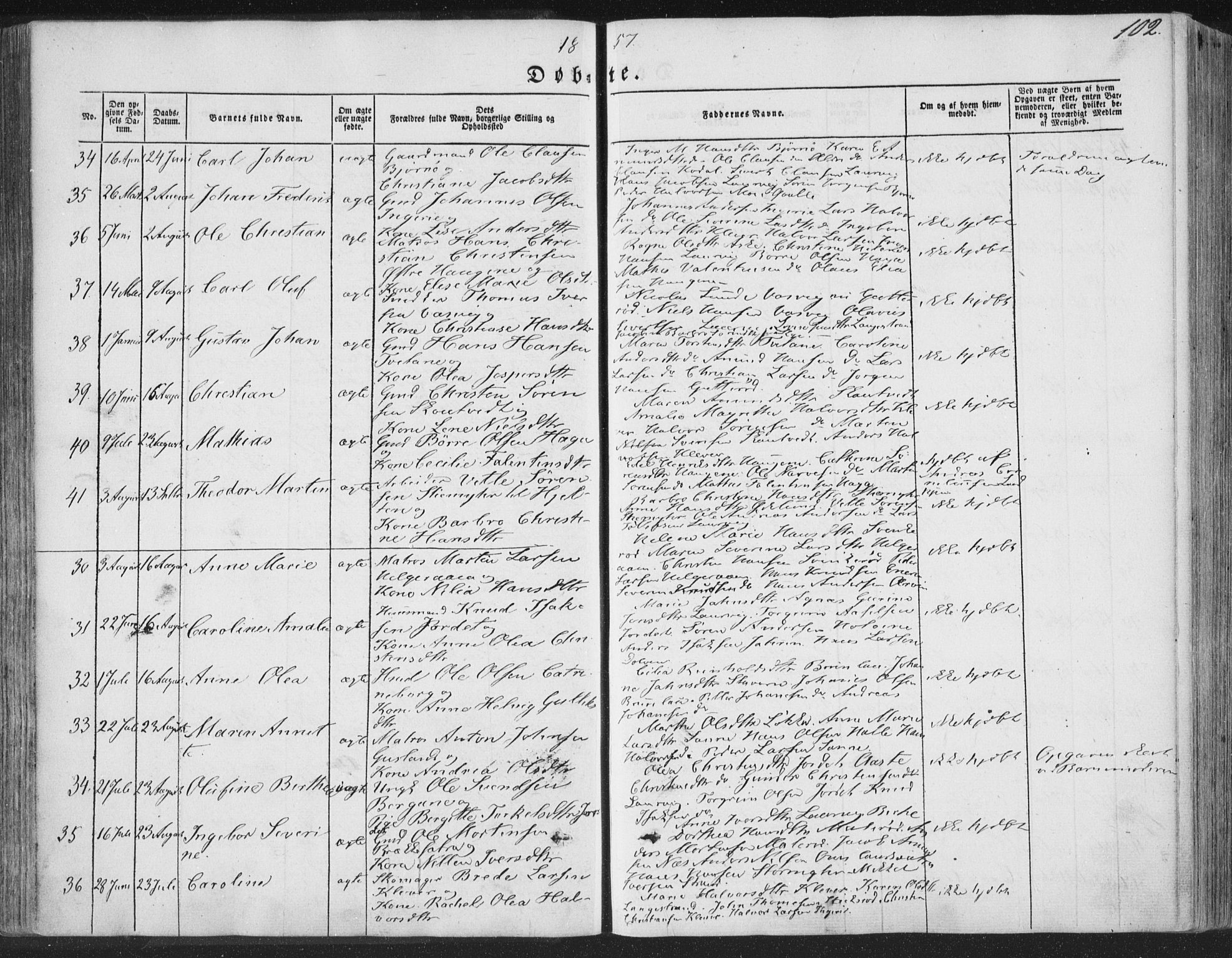 Brunlanes kirkebøker, SAKO/A-342/F/Fa/L0004: Parish register (official) no. I 4, 1846-1862, p. 102