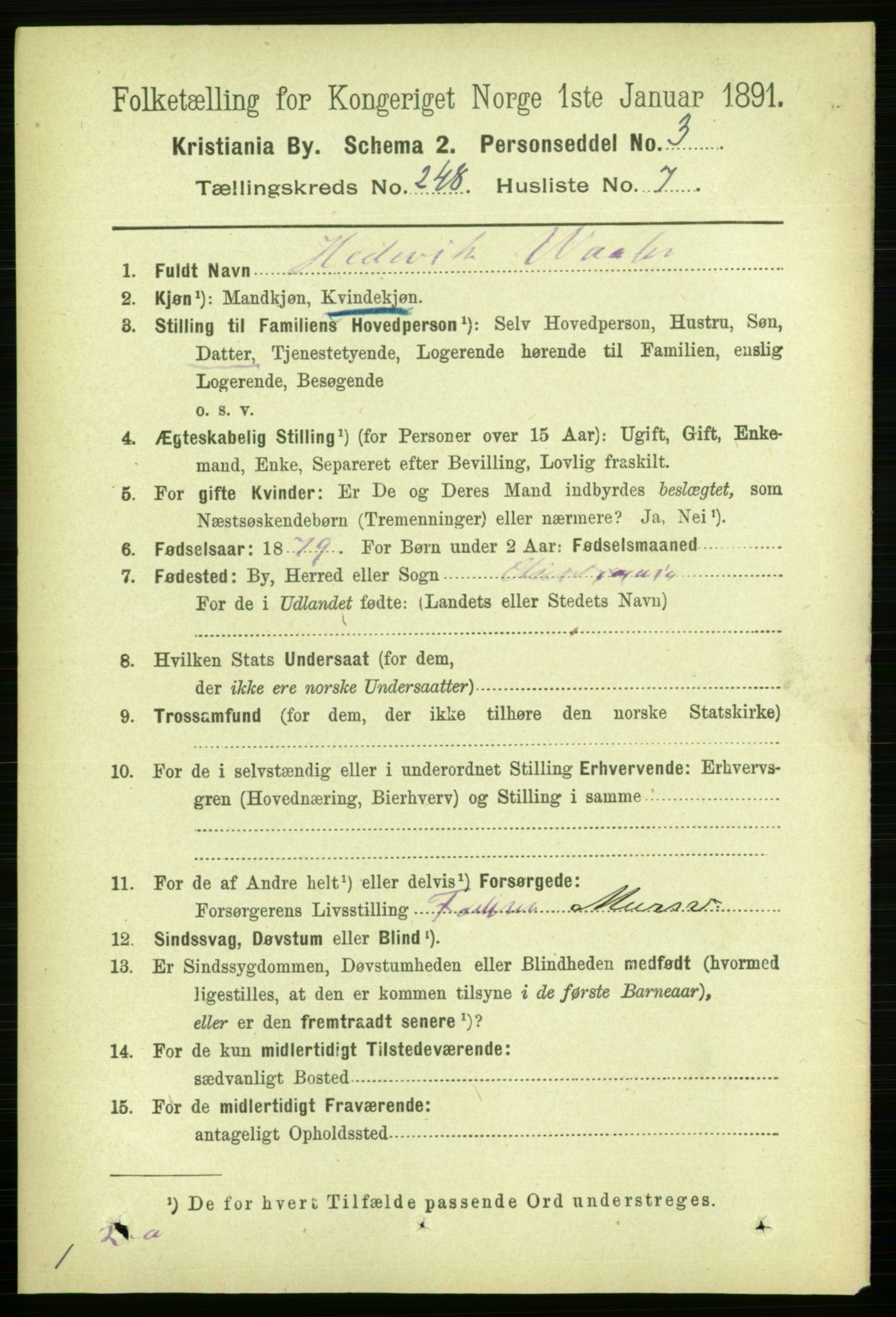 RA, 1891 census for 0301 Kristiania, 1891, p. 151302