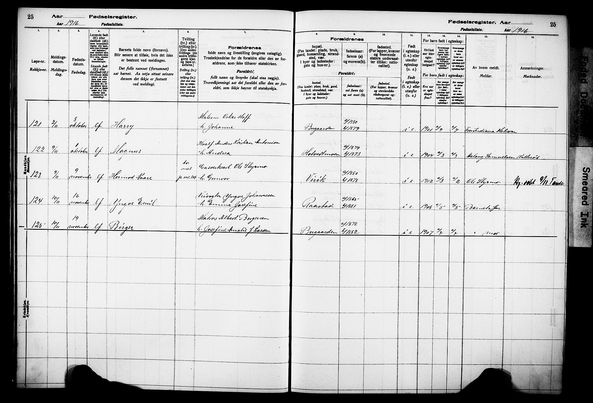 Sandar kirkebøker, AV/SAKO-A-243/J/Ja/L0001: Birth register no. 1, 1916-1922, p. 25