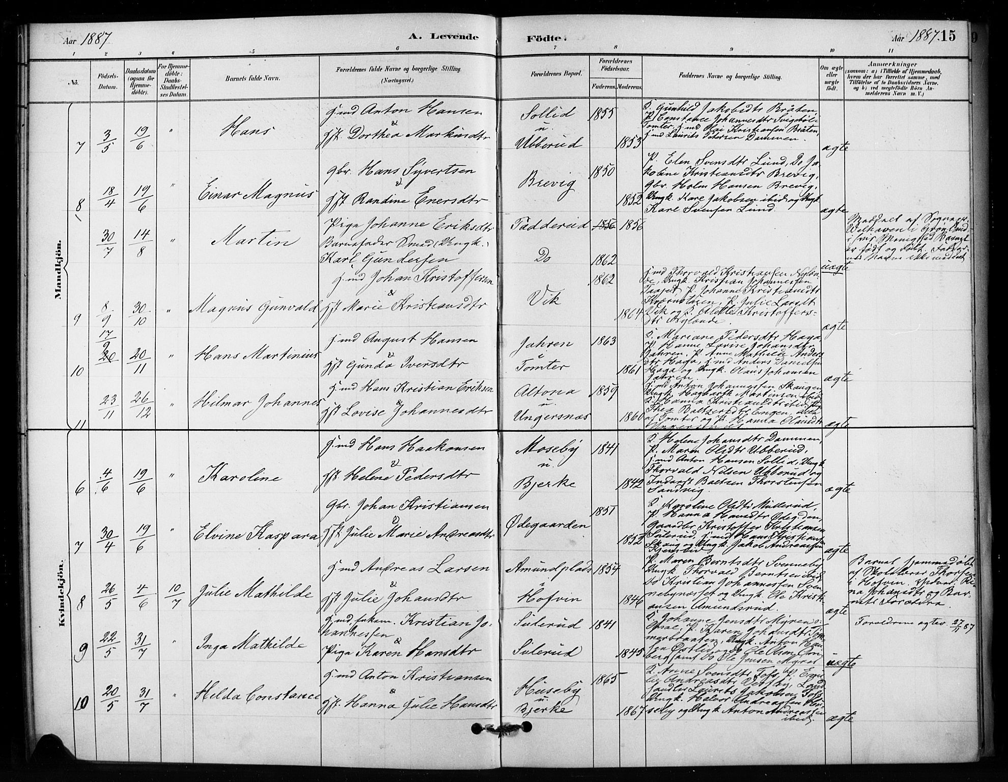 Enebakk prestekontor Kirkebøker, AV/SAO-A-10171c/F/Fb/L0001: Parish register (official) no. II 1, 1877-1902, p. 15