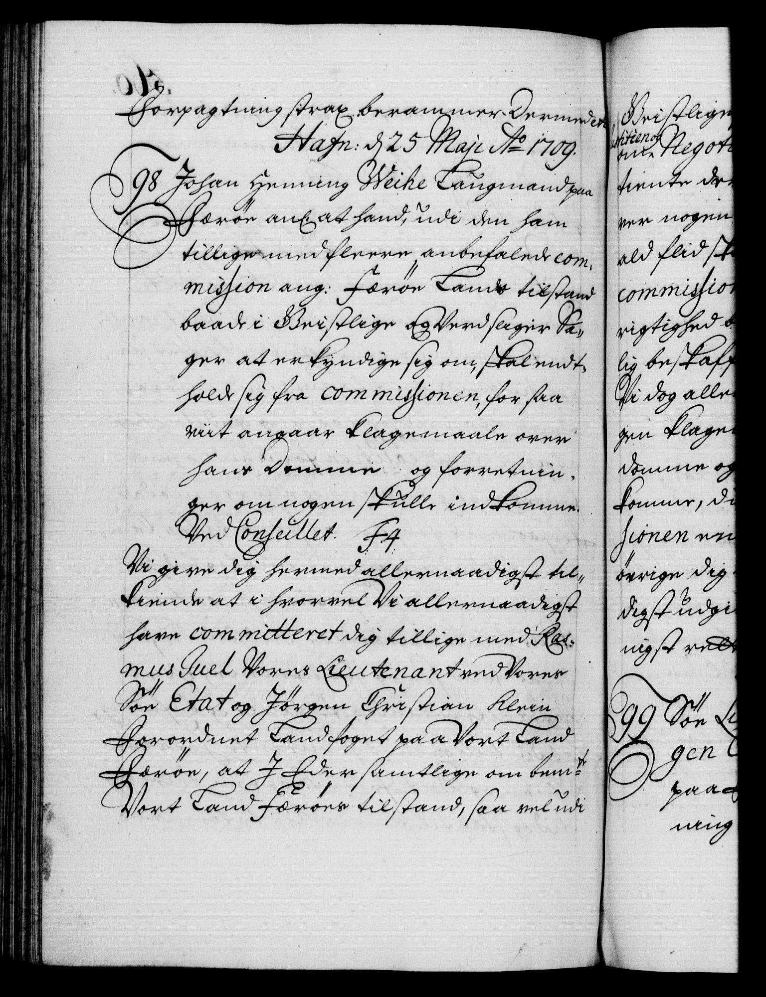 Danske Kanselli 1572-1799, AV/RA-EA-3023/F/Fc/Fca/Fcab/L0018: Norske tegnelser, 1707-1709, p. 560b