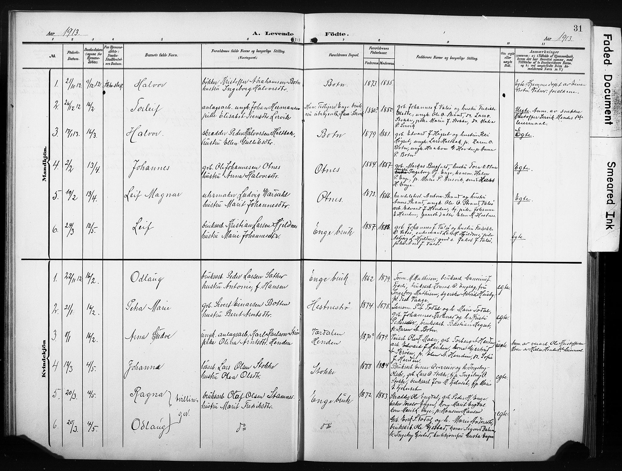 Ministerialprotokoller, klokkerbøker og fødselsregistre - Møre og Romsdal, AV/SAT-A-1454/580/L0927: Parish register (copy) no. 580C02, 1904-1932, p. 31