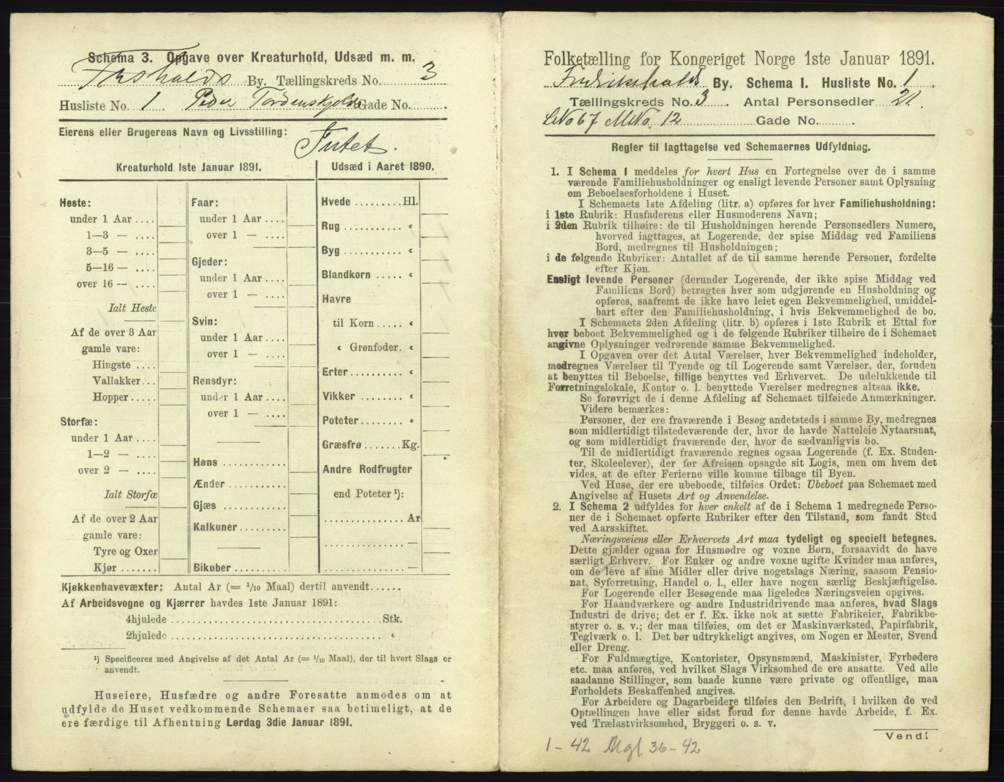 RA, 1891 census for 0101 Fredrikshald, 1891, p. 284