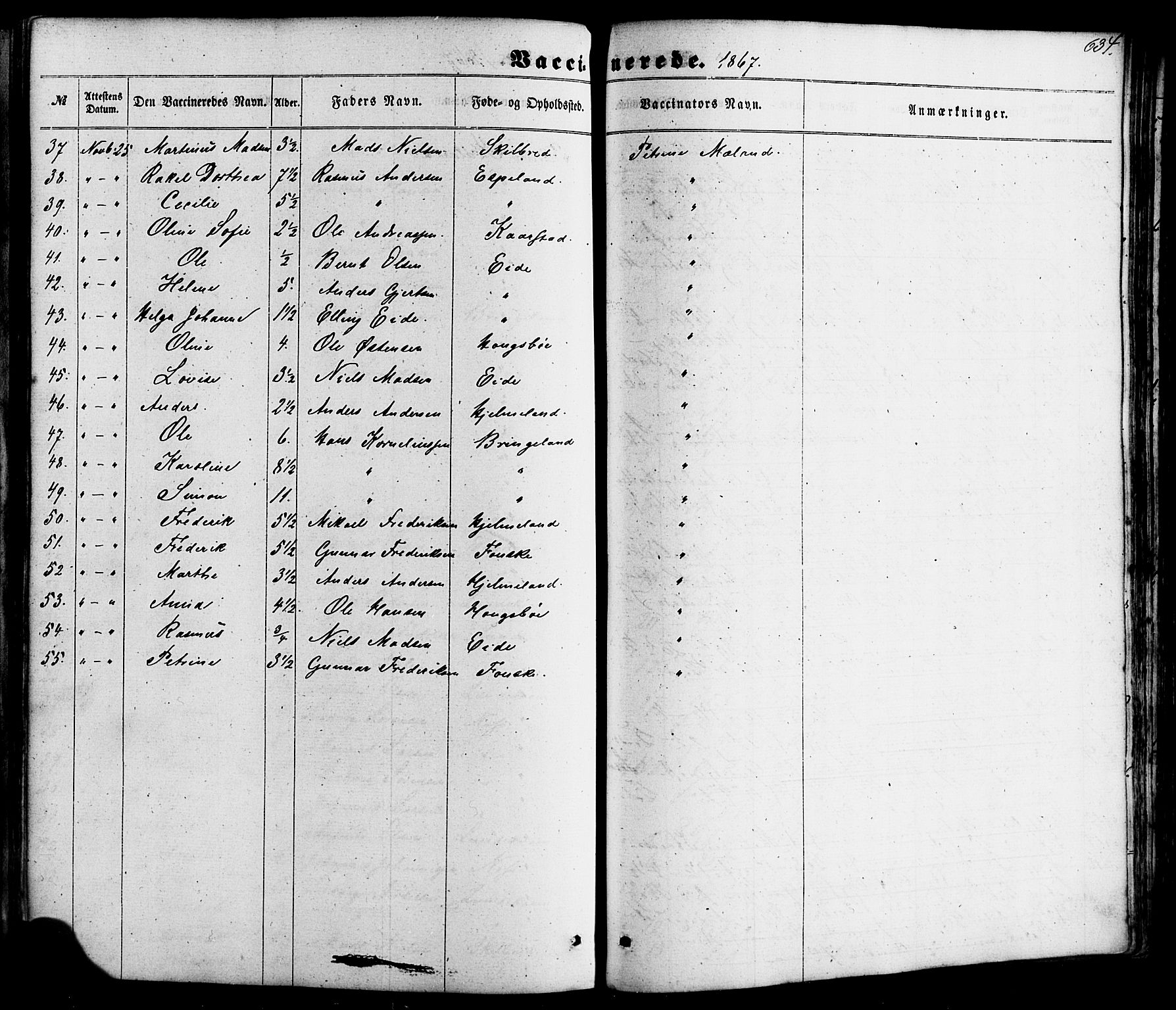Gaular sokneprestembete, SAB/A-80001/H/Haa: Parish register (official) no. A 5, 1860-1881, p. 634