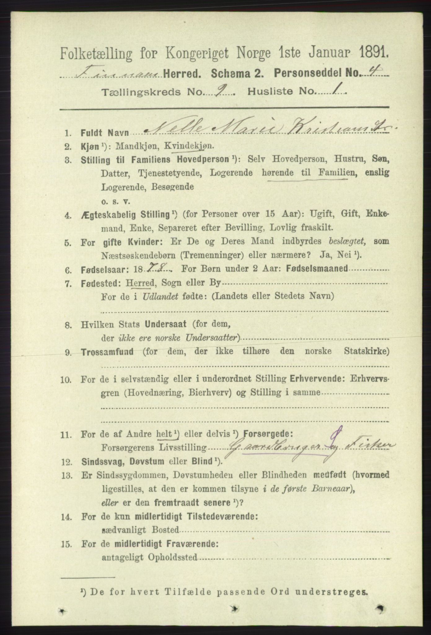 RA, 1891 census for 1218 Finnås, 1891, p. 3934