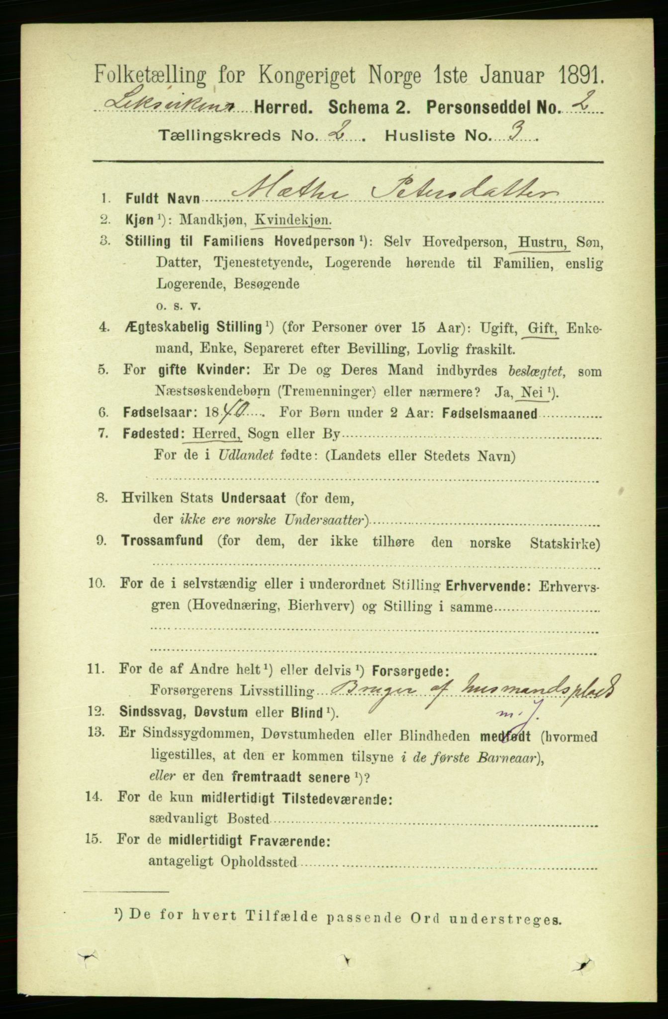 RA, 1891 census for 1718 Leksvik, 1891, p. 687