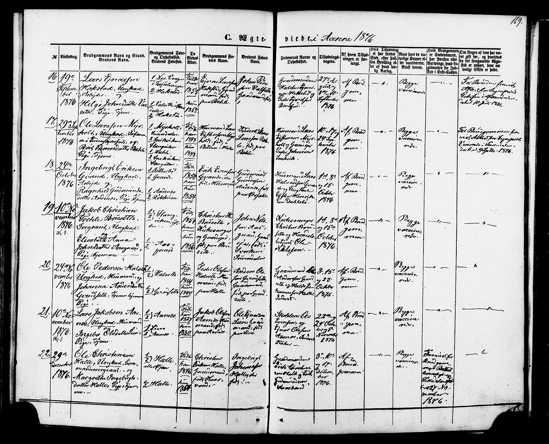 Ministerialprotokoller, klokkerbøker og fødselsregistre - Møre og Romsdal, AV/SAT-A-1454/592/L1027: Parish register (official) no. 592A05, 1865-1878, p. 169