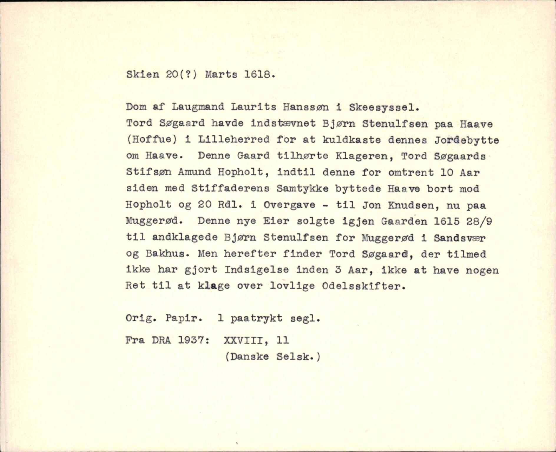 Riksarkivets diplomsamling, AV/RA-EA-5965/F35/F35f/L0003: Regestsedler: Diplomer fra DRA 1937 og 1996, p. 737
