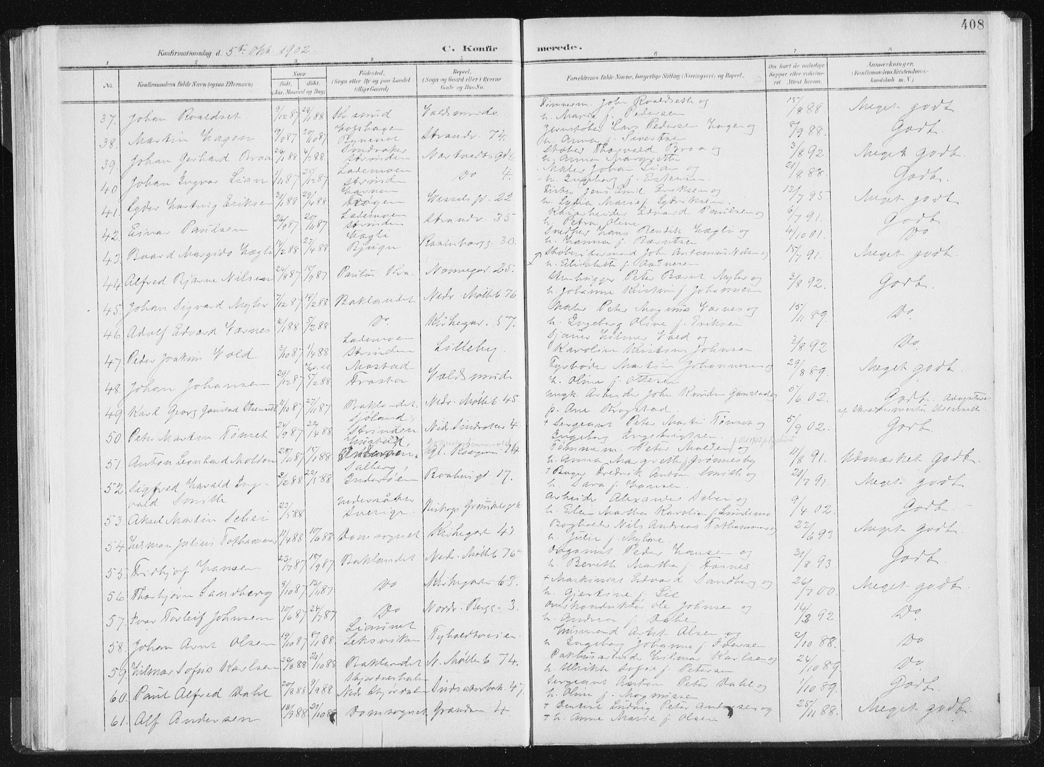 Ministerialprotokoller, klokkerbøker og fødselsregistre - Sør-Trøndelag, SAT/A-1456/604/L0200: Parish register (official) no. 604A20II, 1901-1908, p. 408