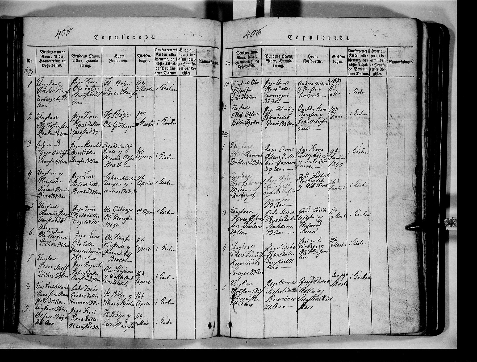 Lom prestekontor, SAH/PREST-070/L/L0003: Parish register (copy) no. 3, 1815-1844, p. 405-406