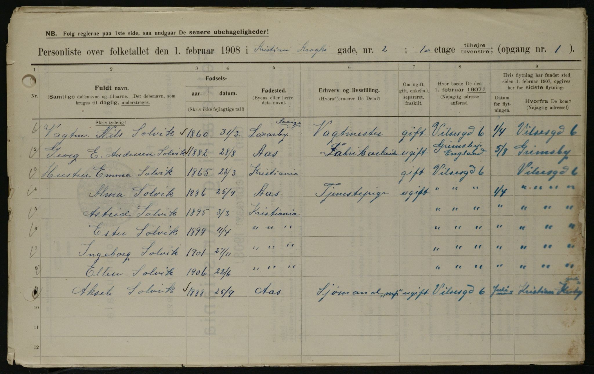 OBA, Municipal Census 1908 for Kristiania, 1908, p. 11023