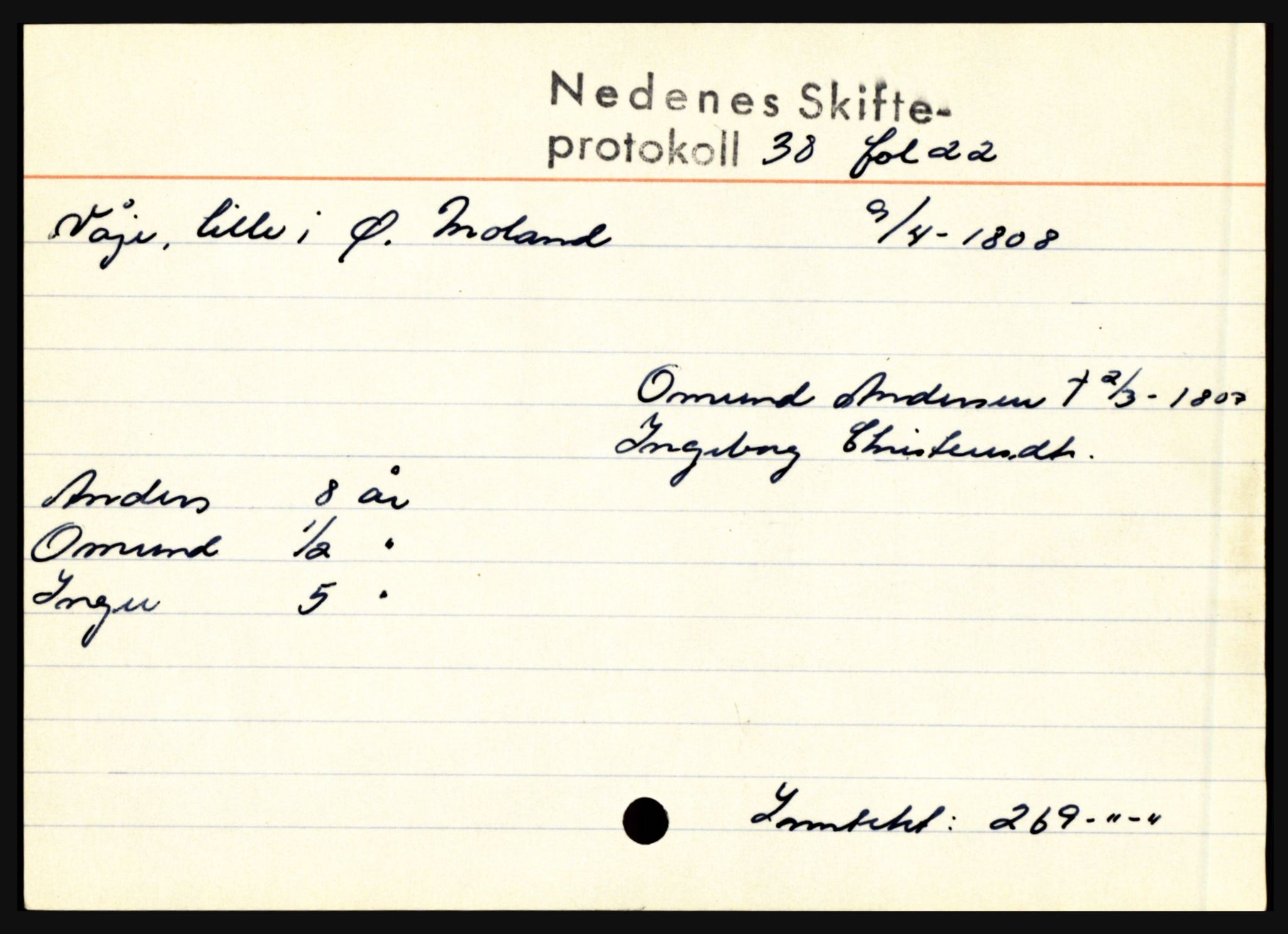 Nedenes sorenskriveri før 1824, AV/SAK-1221-0007/H, p. 33651