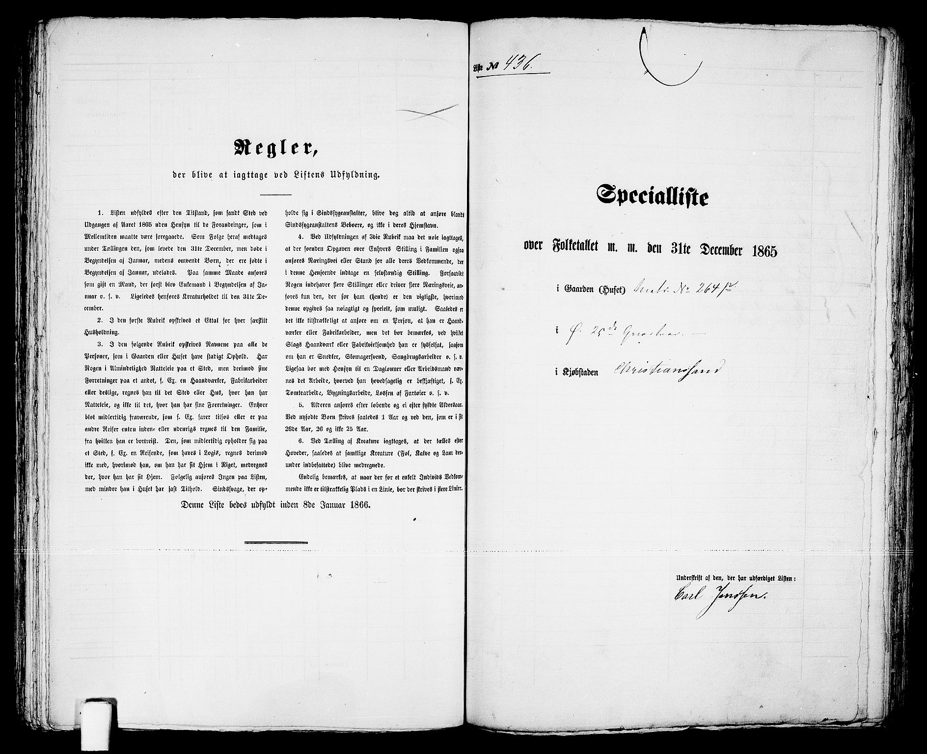 RA, 1865 census for Kristiansand, 1865, p. 892