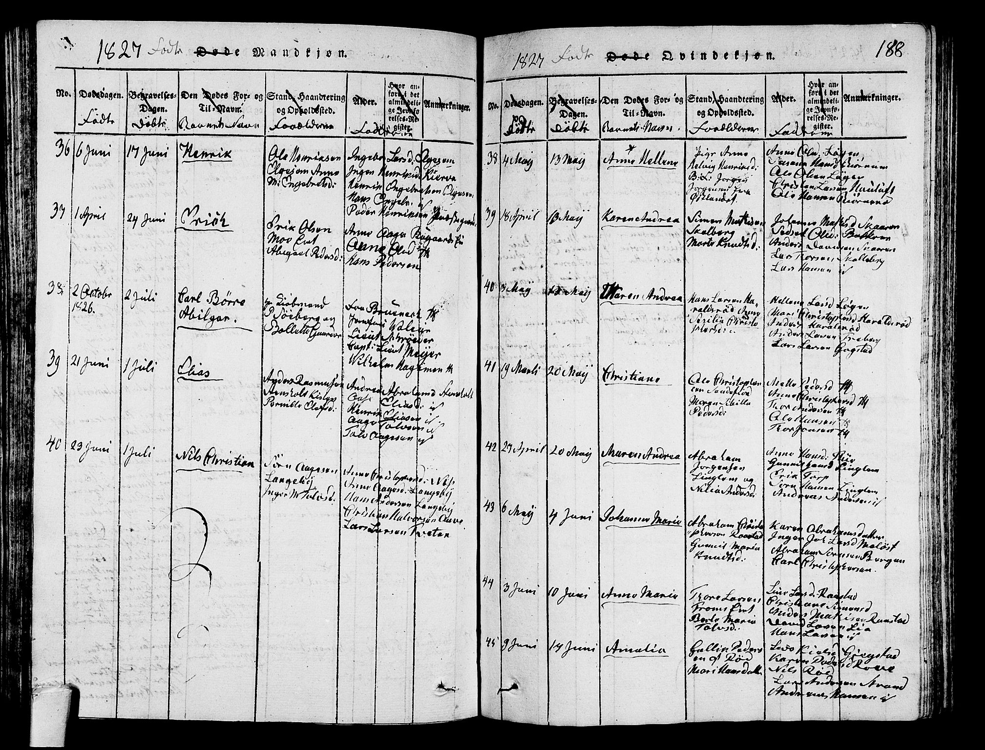 Sandar kirkebøker, AV/SAKO-A-243/G/Ga/L0001: Parish register (copy) no. 1, 1814-1835, p. 188