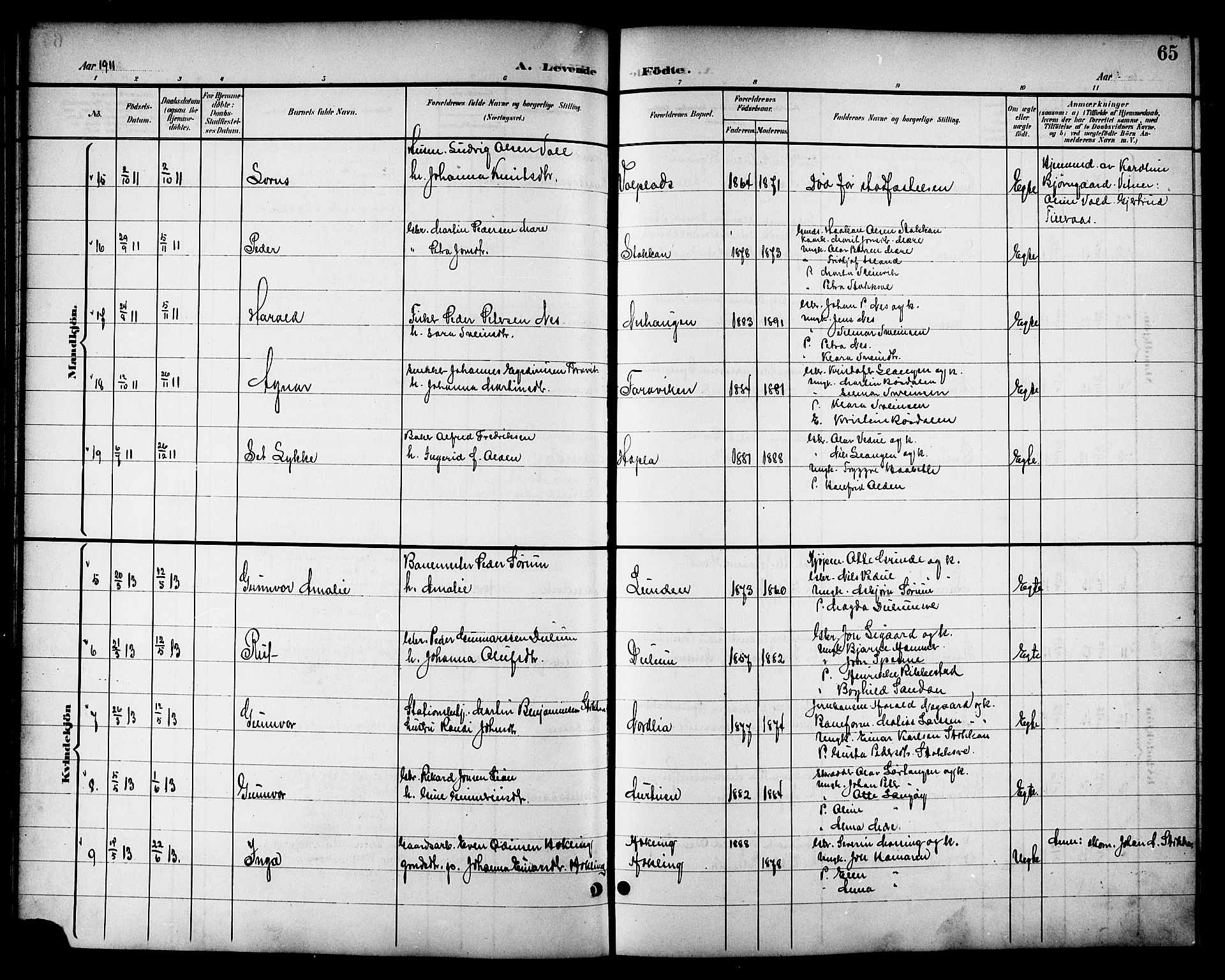 Ministerialprotokoller, klokkerbøker og fødselsregistre - Nord-Trøndelag, AV/SAT-A-1458/714/L0135: Parish register (copy) no. 714C04, 1899-1918, p. 65