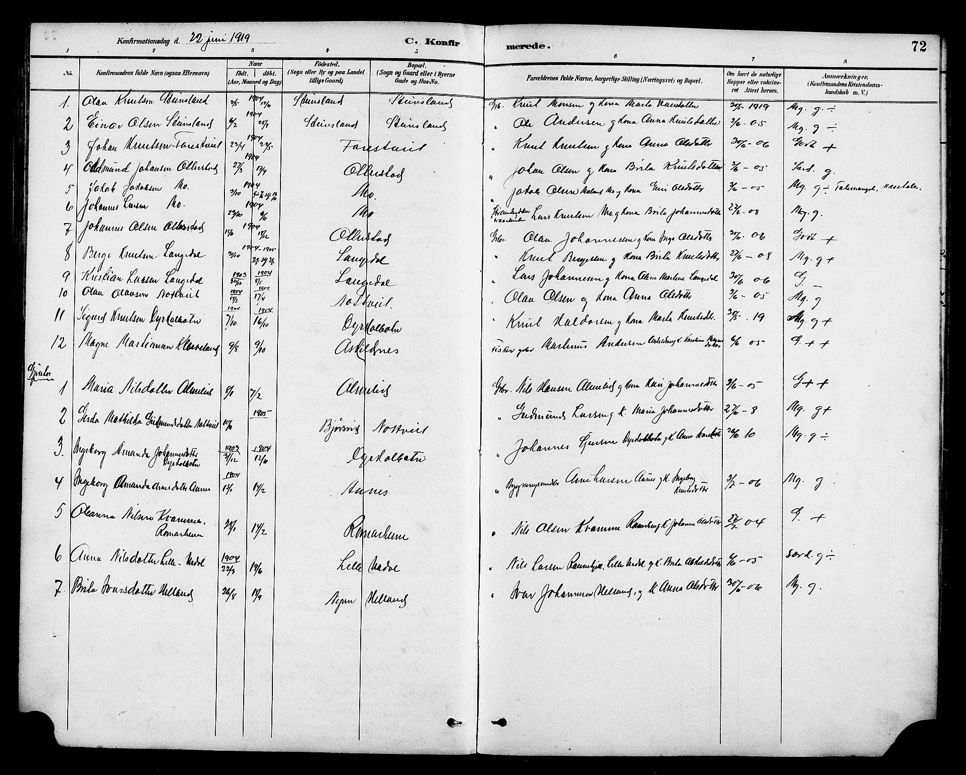 Osterfjorden Soknepresembete, AV/SAB-A-77301: Parish register (copy) no. B 2, 1891-1922, p. 72