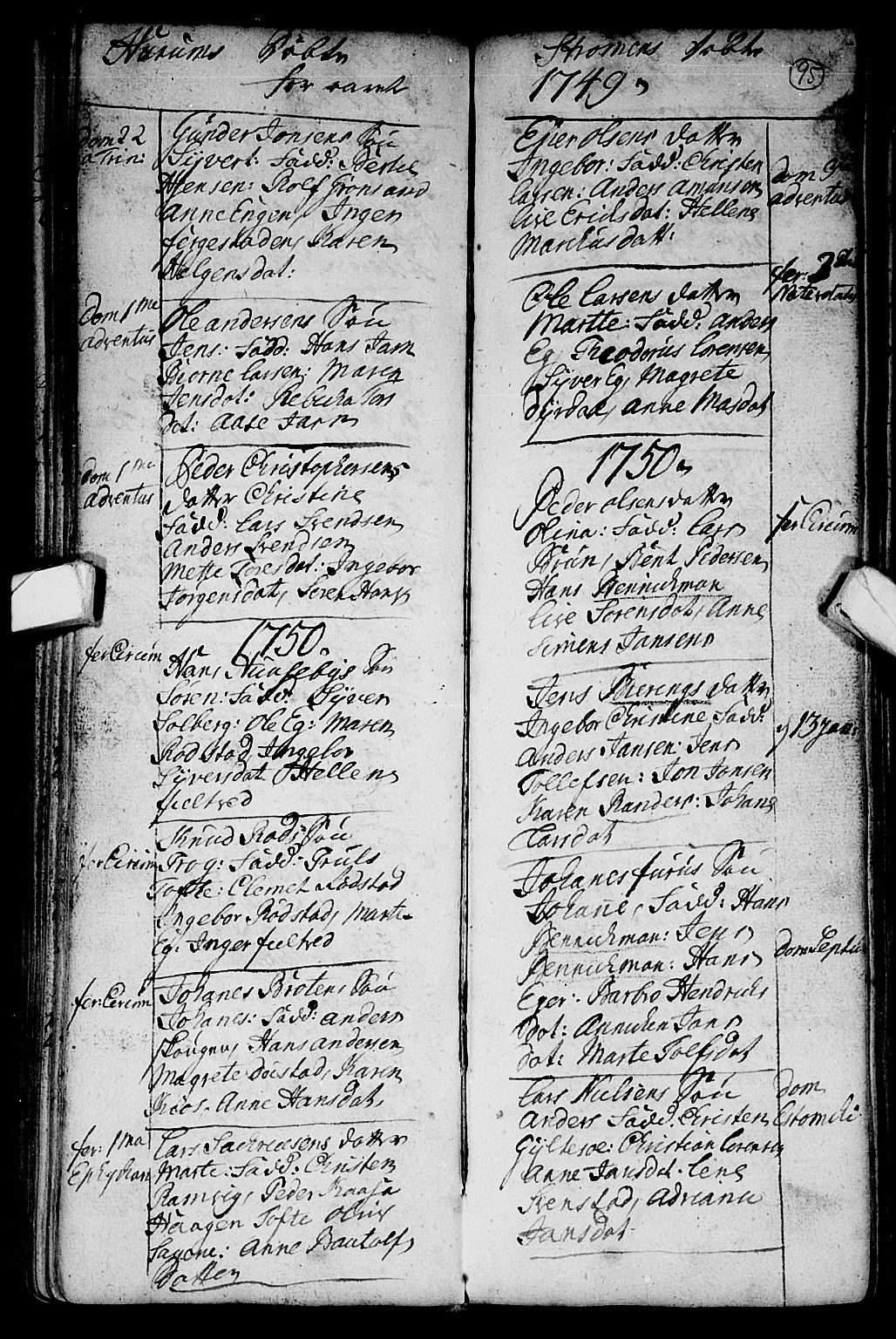 Hurum kirkebøker, AV/SAKO-A-229/F/Fa/L0002: Parish register (official) no. 2, 1733-1757, p. 95