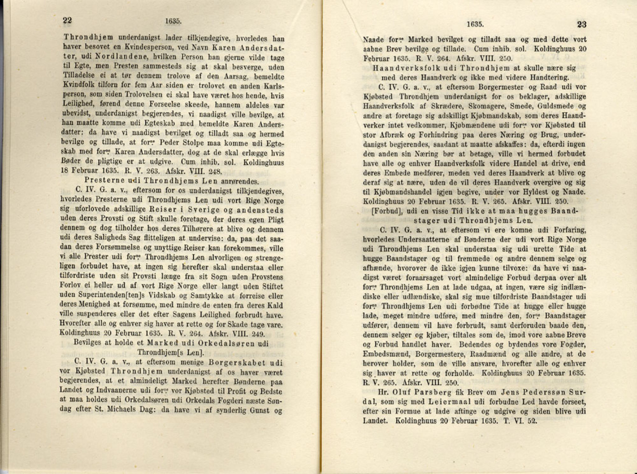 Publikasjoner utgitt av Det Norske Historiske Kildeskriftfond, PUBL/-/-/-: Norske Rigs-Registranter, bind 7, 1635-1640, p. 22-23