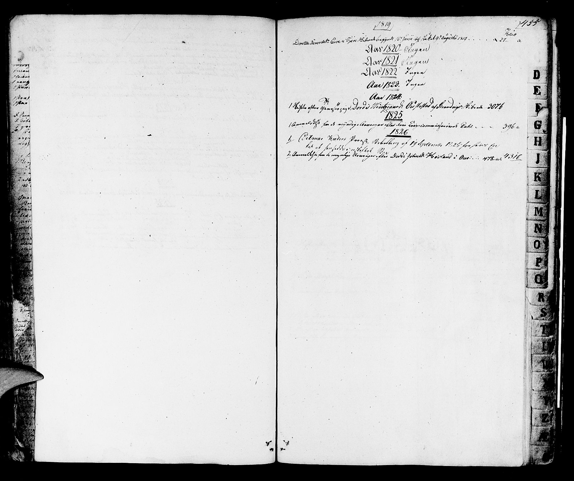 Sunnhordland sorenskrivar, AV/SAB-A-2401/1/H/Ha/Haa/L0014: Skifteprotokollar. Register i protokoll, 1819-1826, p. 454b-455a