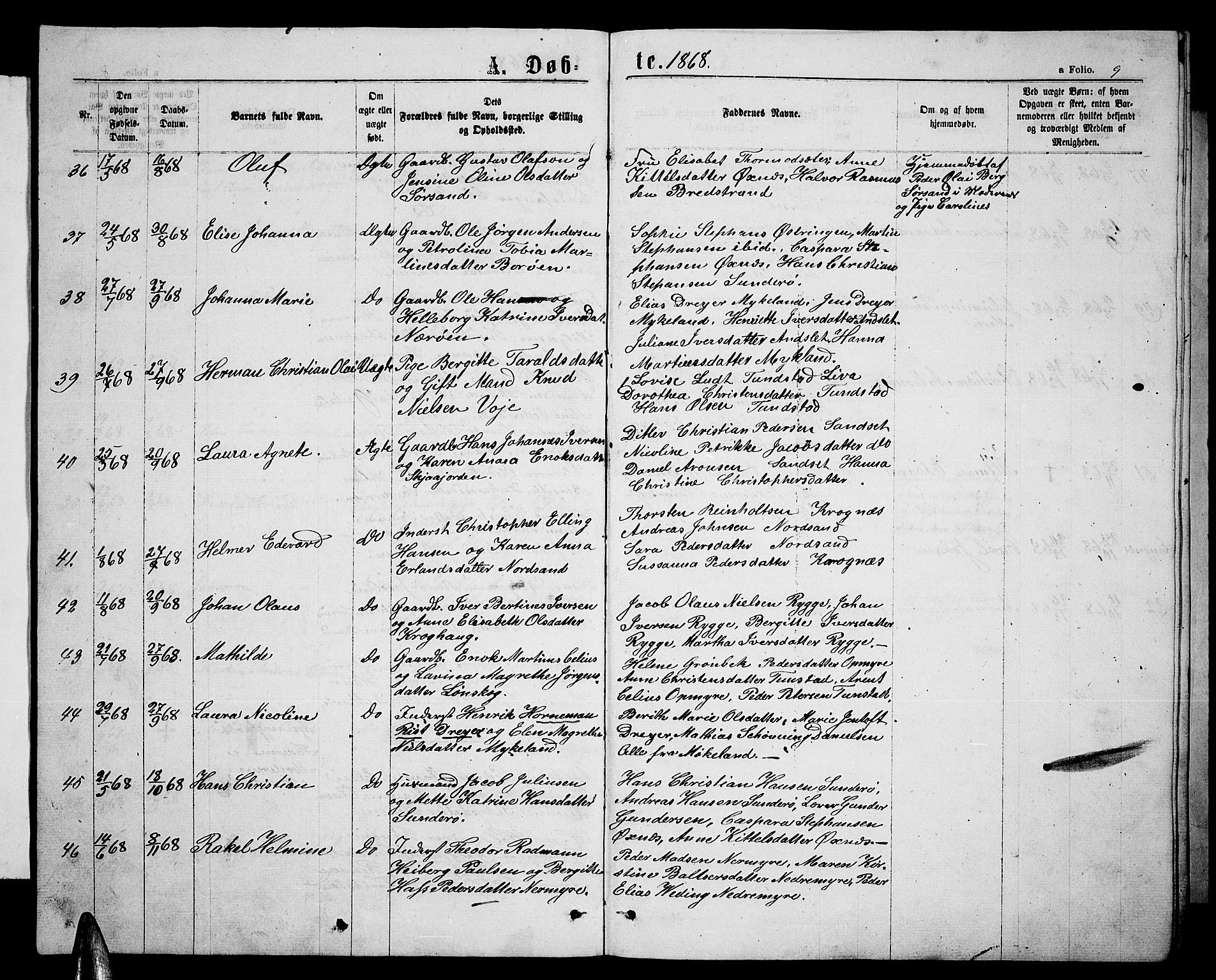 Ministerialprotokoller, klokkerbøker og fødselsregistre - Nordland, AV/SAT-A-1459/893/L1348: Parish register (copy) no. 893C03, 1867-1877, p. 9
