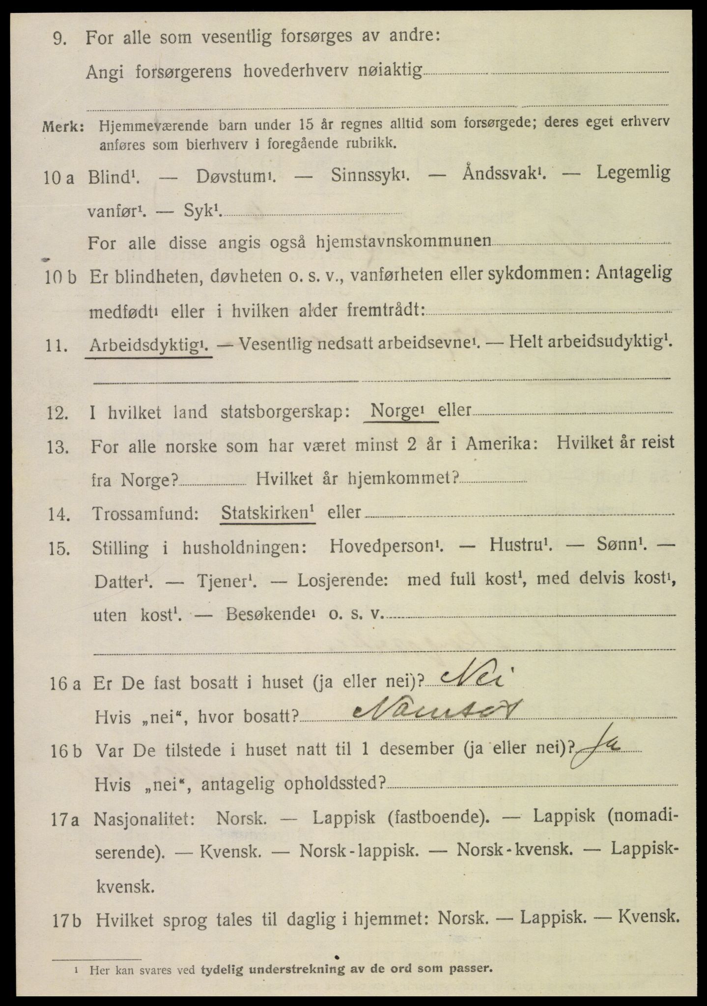 SAT, 1920 census for Vemundvik, 1920, p. 4210