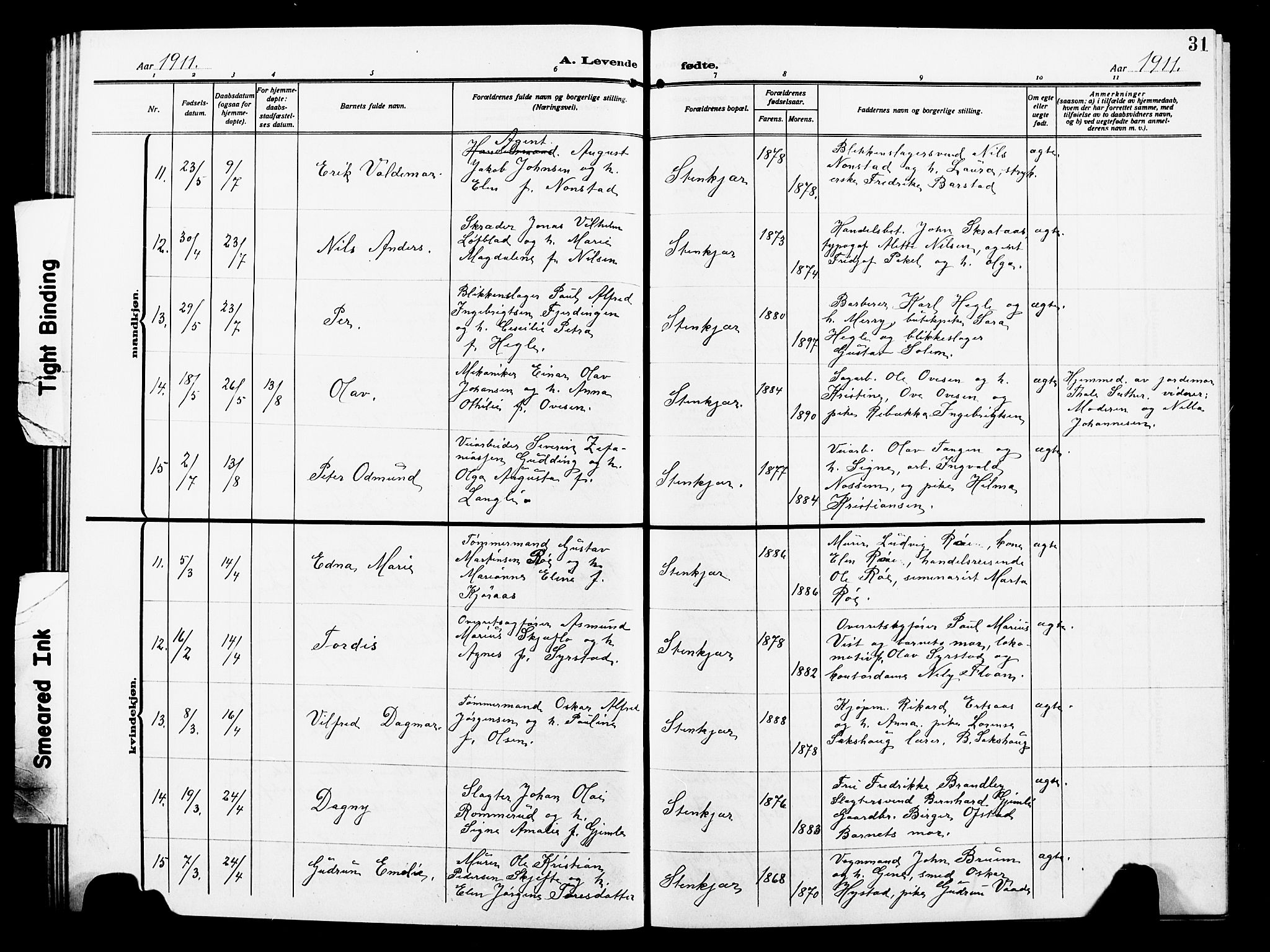 Ministerialprotokoller, klokkerbøker og fødselsregistre - Nord-Trøndelag, AV/SAT-A-1458/739/L0376: Parish register (copy) no. 739C04, 1908-1917, p. 31