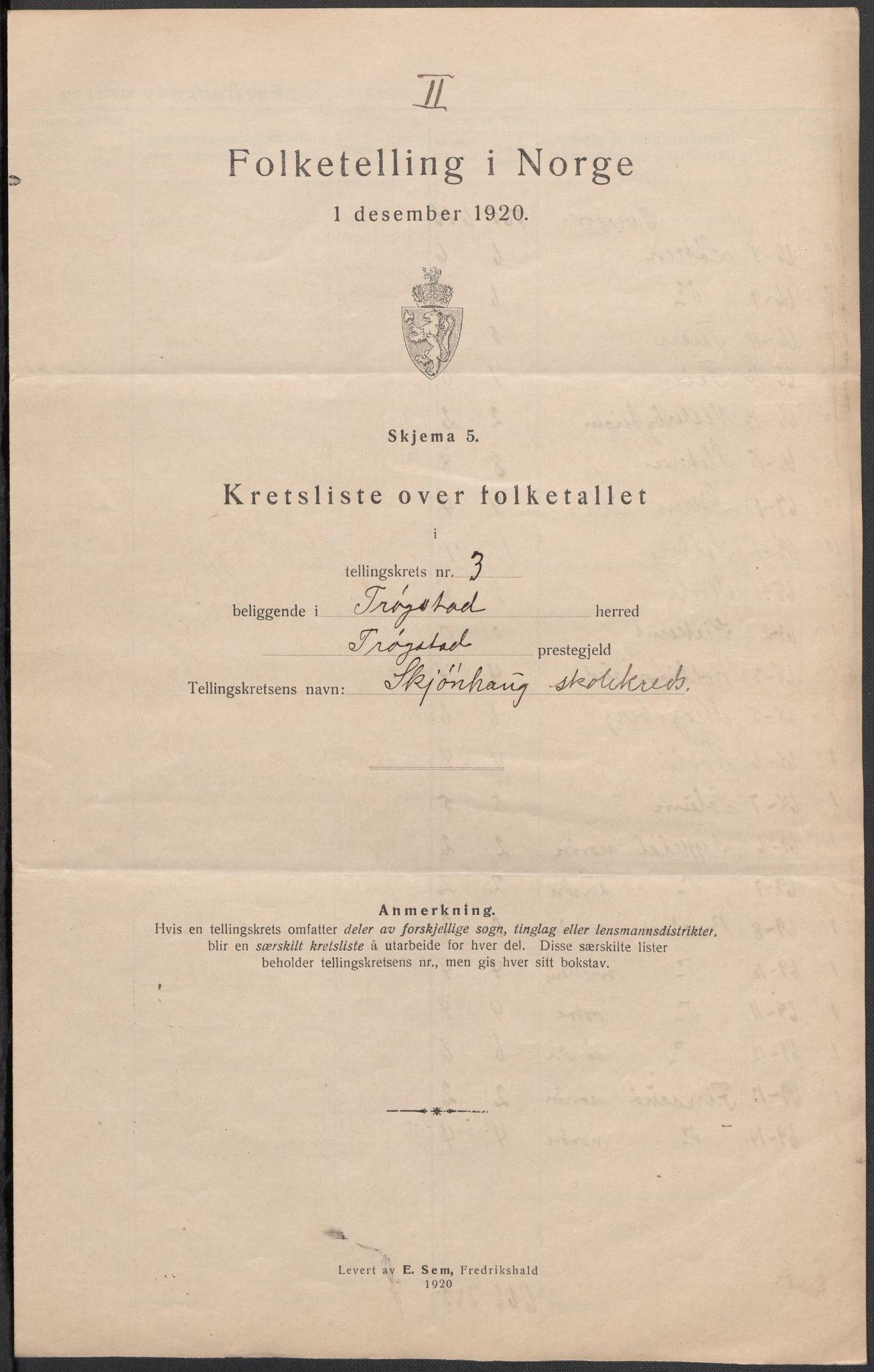 SAO, 1920 census for Trøgstad, 1920, p. 14