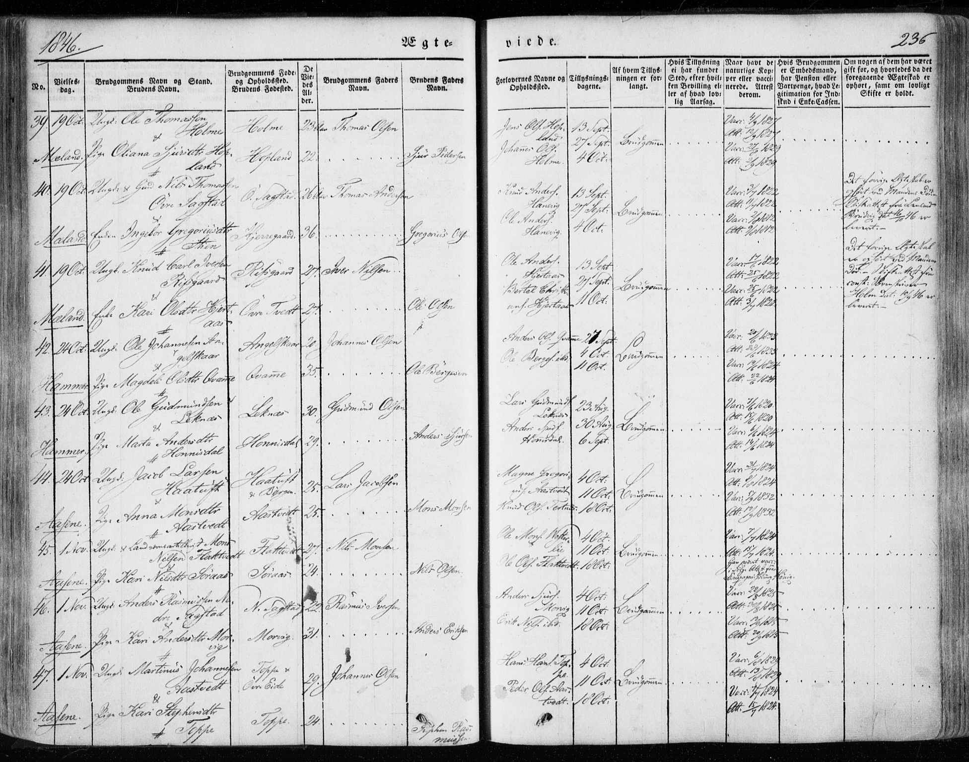 Hamre sokneprestembete, AV/SAB-A-75501/H/Ha/Haa/Haaa/L0013: Parish register (official) no. A 13, 1846-1857, p. 236