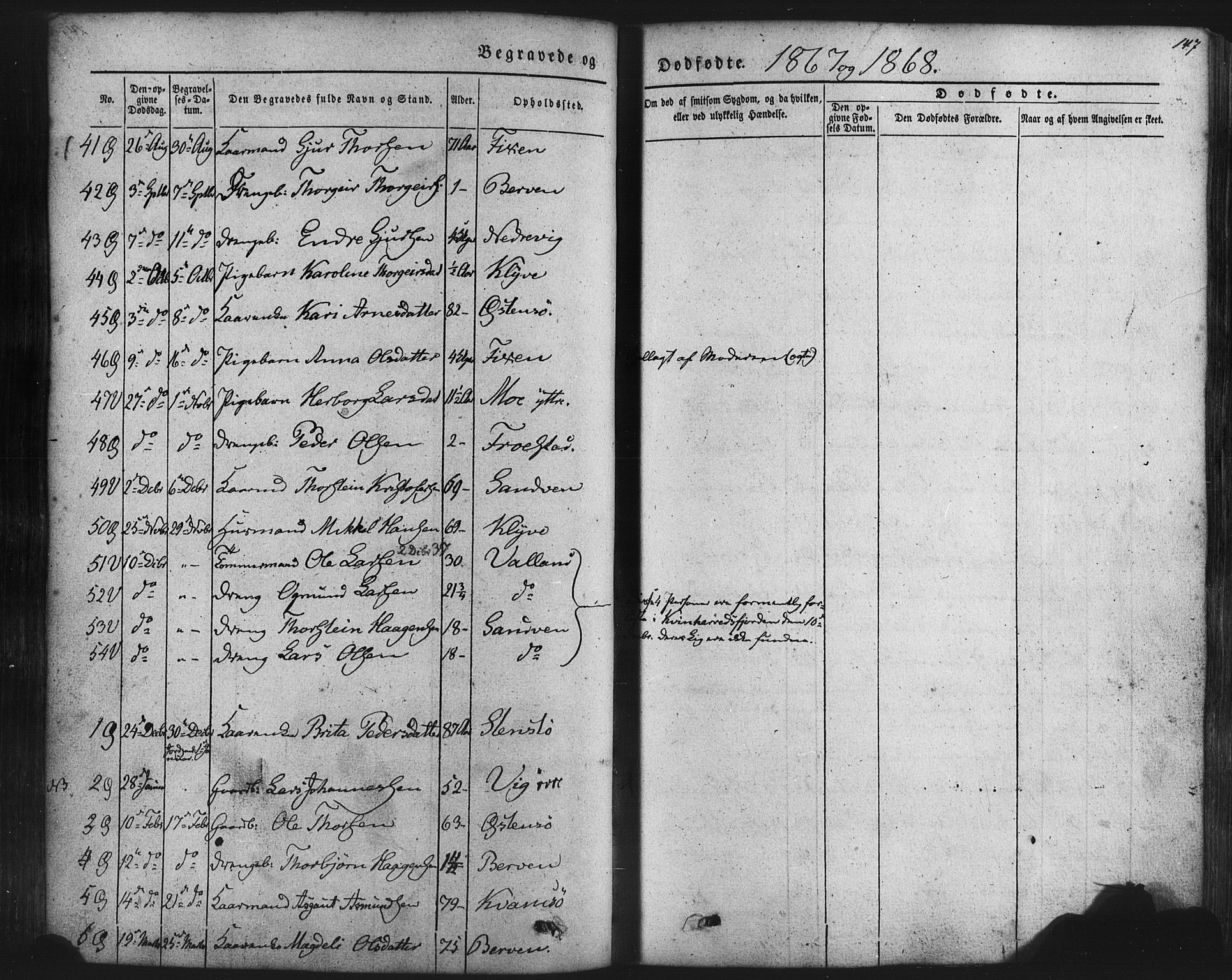 Kvam sokneprestembete, AV/SAB-A-76201/H/Haa: Parish register (official) no. A 9, 1864-1879, p. 147