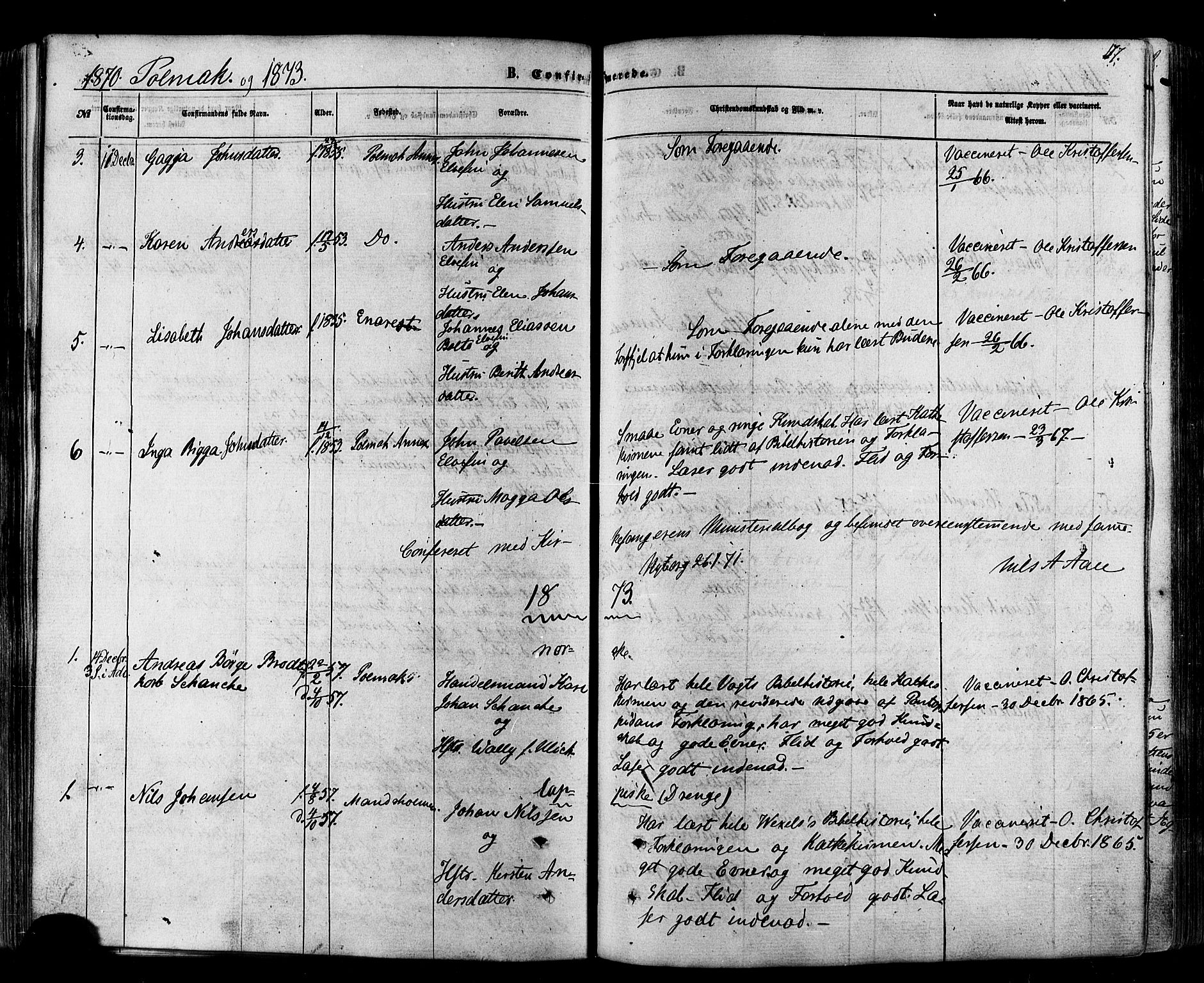 Nesseby sokneprestkontor, SATØ/S-1330/H/Ha/L0003kirke: Parish register (official) no. 3 /2, 1866-1876, p. 177