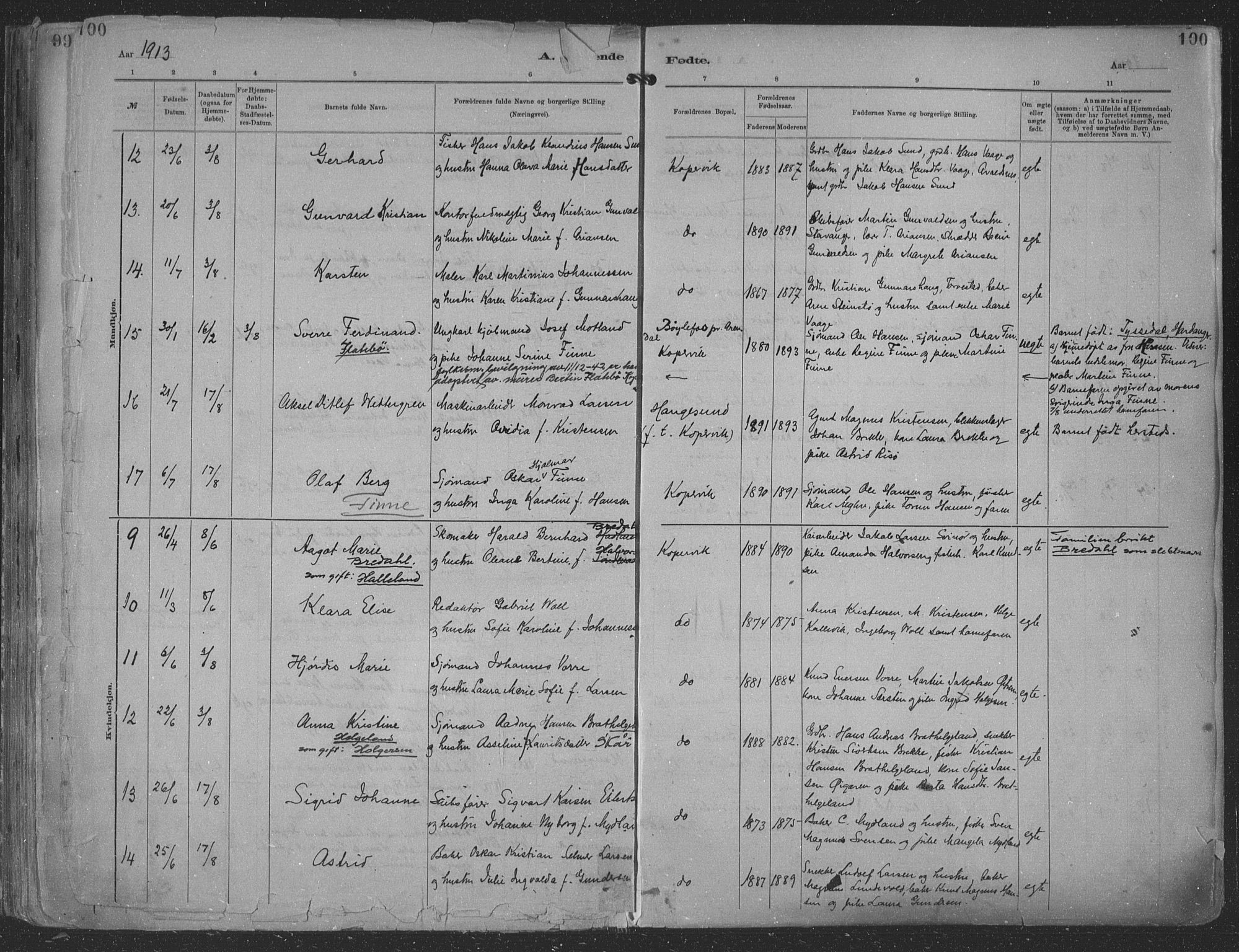 Kopervik sokneprestkontor, AV/SAST-A-101850/H/Ha/Haa/L0001: Parish register (official) no. A 1, 1880-1919, p. 100