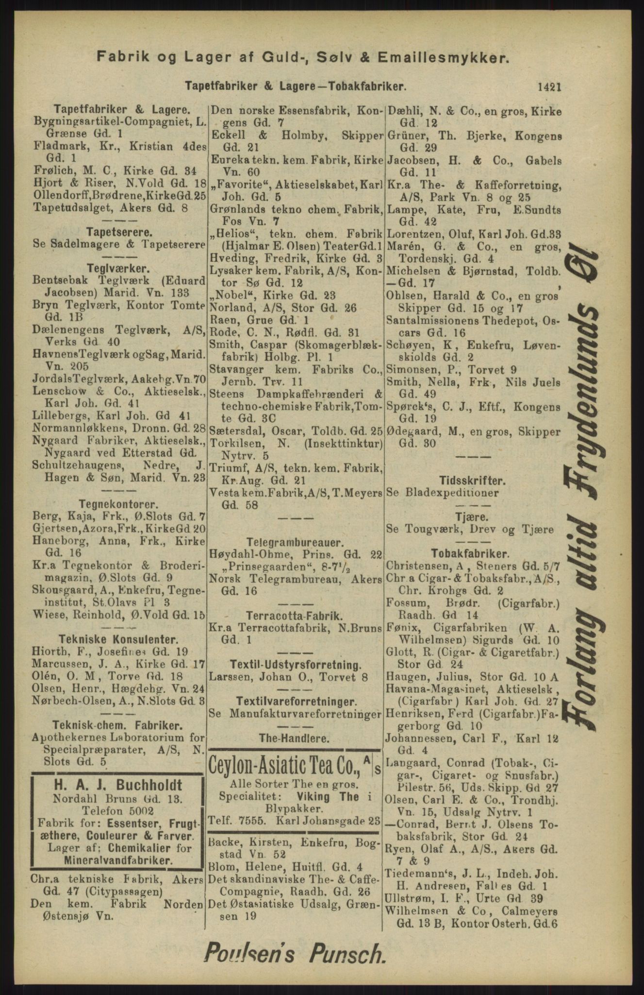 Kristiania/Oslo adressebok, PUBL/-, 1904, p. 1421