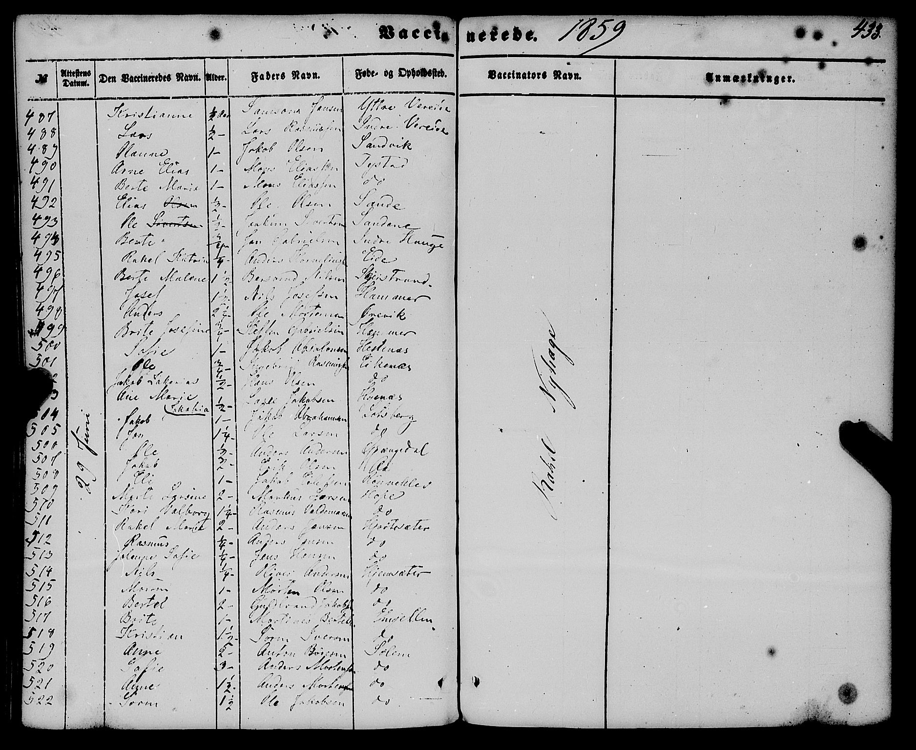 Gloppen sokneprestembete, AV/SAB-A-80101/H/Haa/Haaa/L0009: Parish register (official) no. A 9, 1855-1870, p. 433