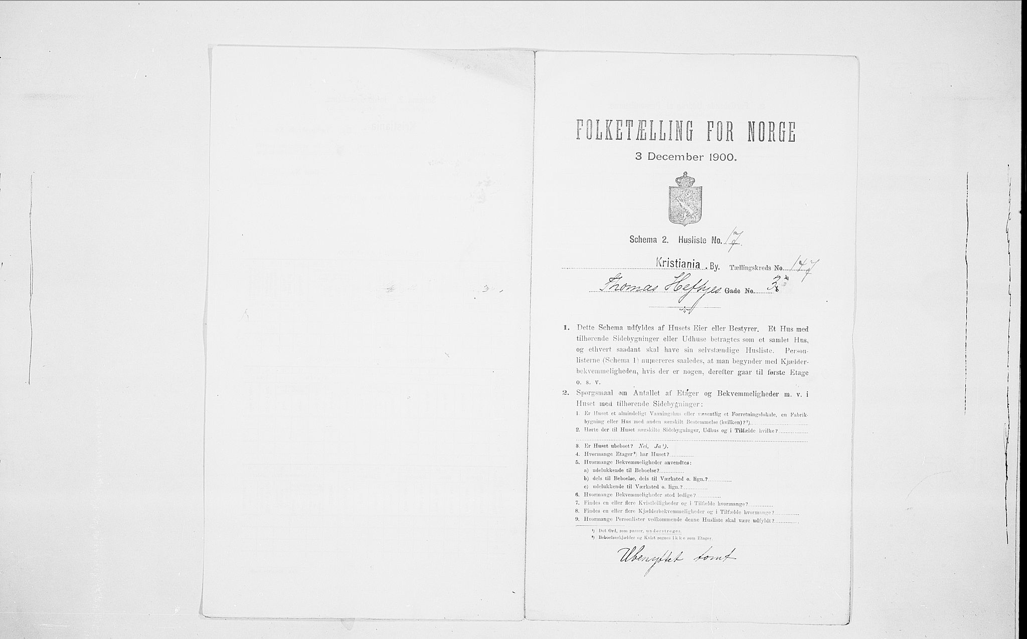 SAO, 1900 census for Kristiania, 1900, p. 97409