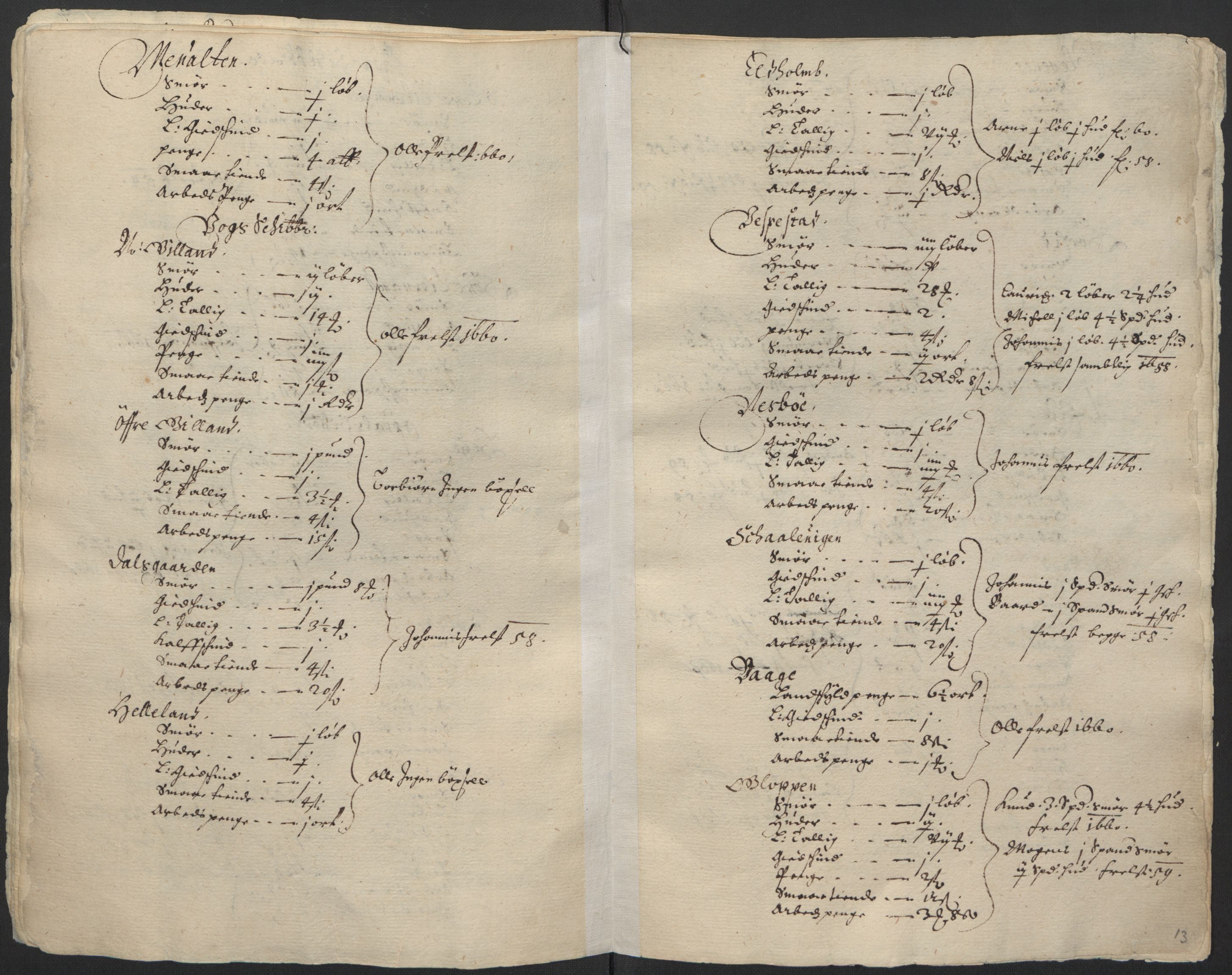 Rentekammeret inntil 1814, Realistisk ordnet avdeling, AV/RA-EA-4070/L/L0026/0002: Bergen lagdømme: / Lyse klosters jordebok, 1661, p. 12b-13a