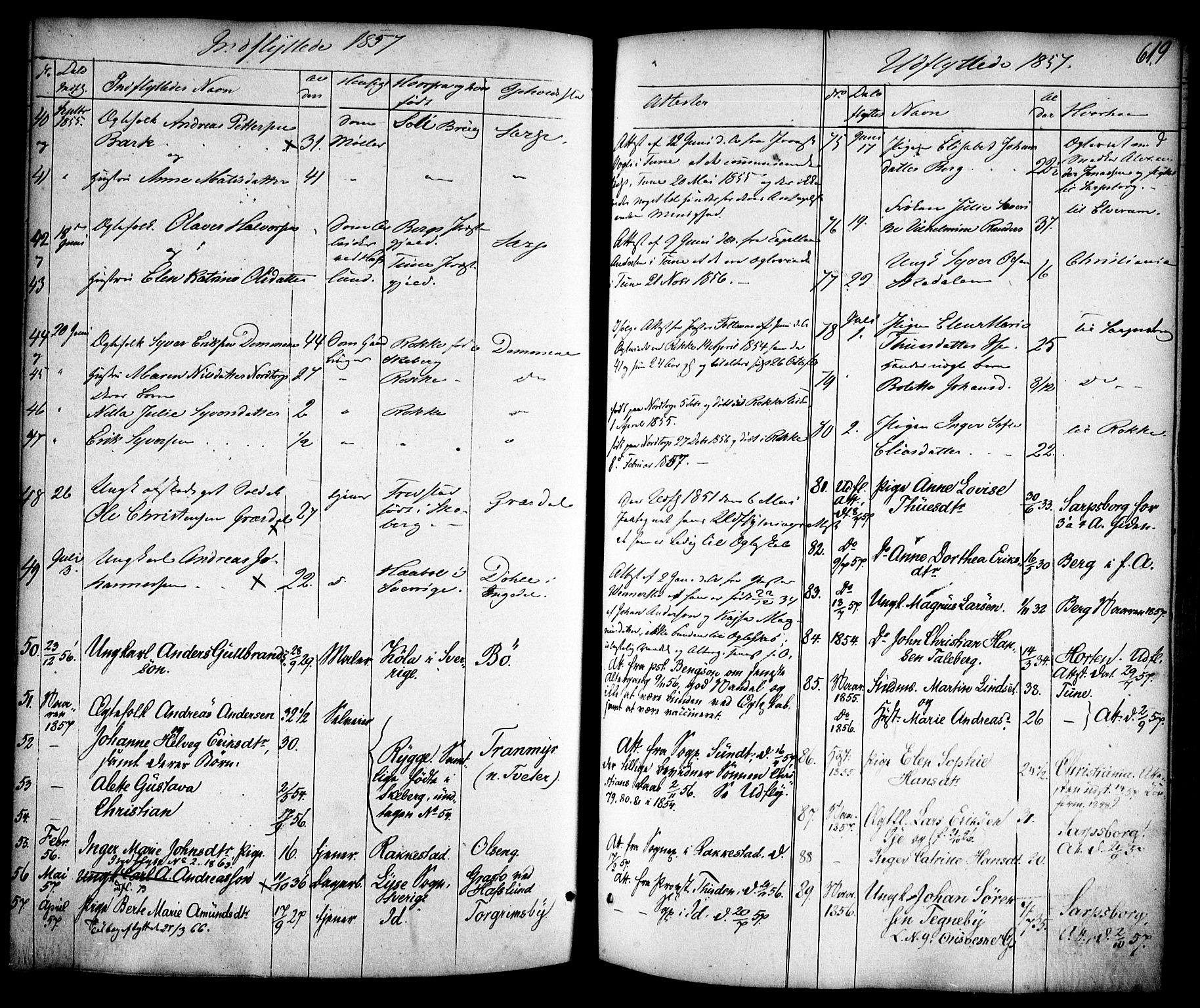 Skjeberg prestekontor Kirkebøker, AV/SAO-A-10923/F/Fa/L0006: Parish register (official) no. I 6, 1846-1858, p. 619