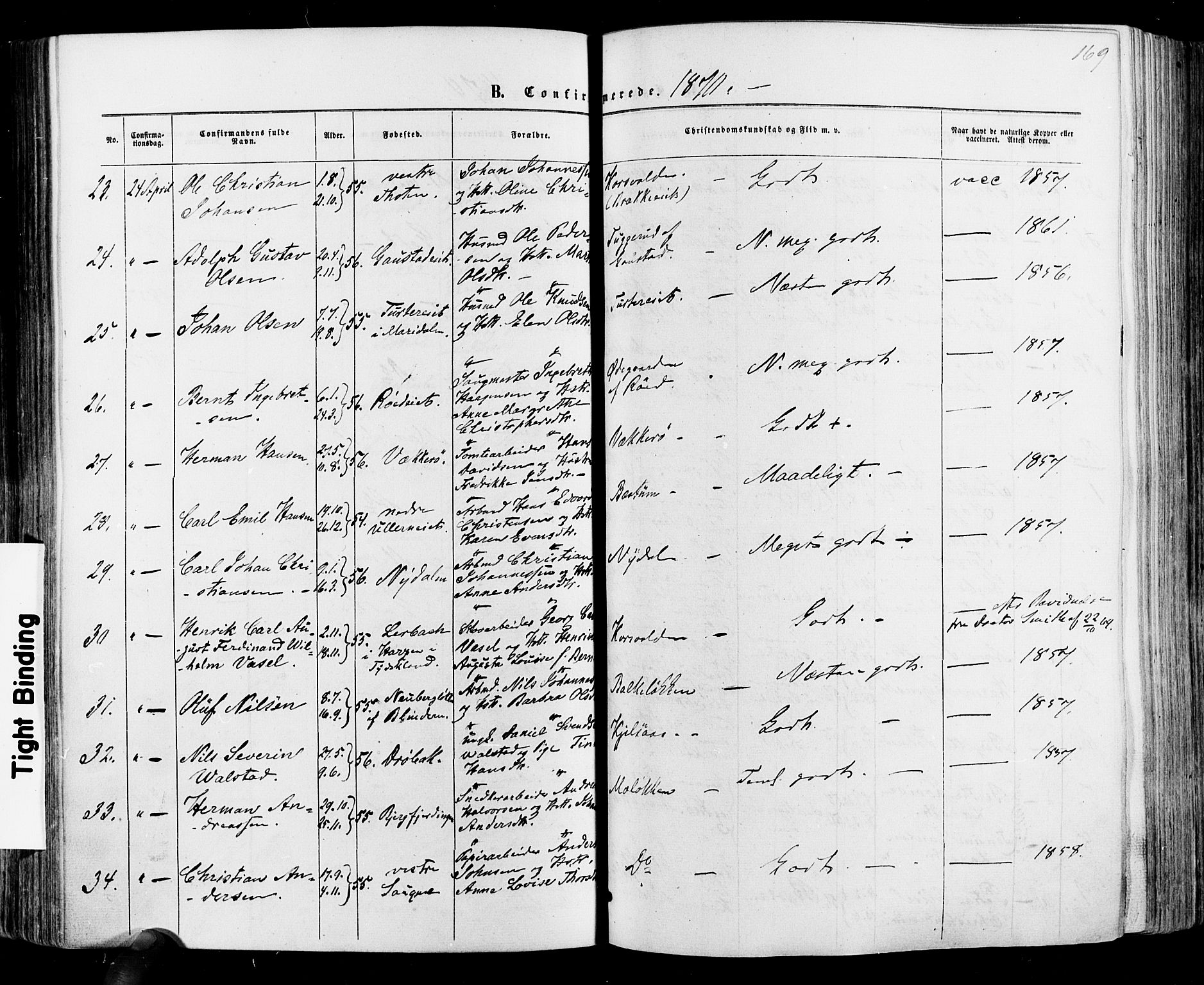 Vestre Aker prestekontor Kirkebøker, AV/SAO-A-10025/F/Fa/L0005: Parish register (official) no. 5, 1859-1877, p. 169