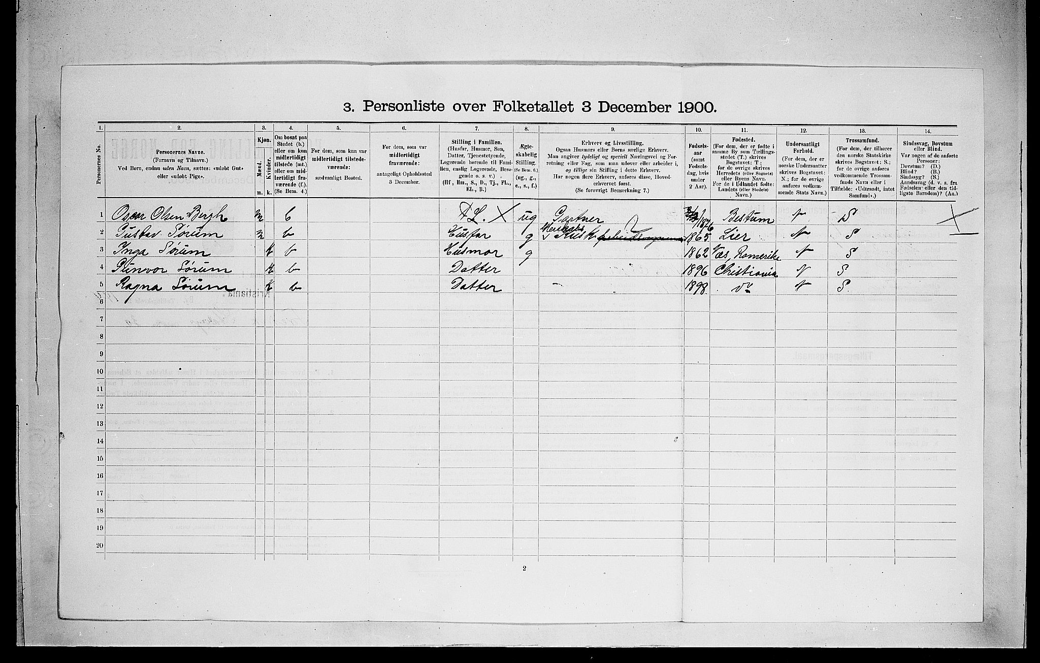 SAO, 1900 census for Kristiania, 1900, p. 24305