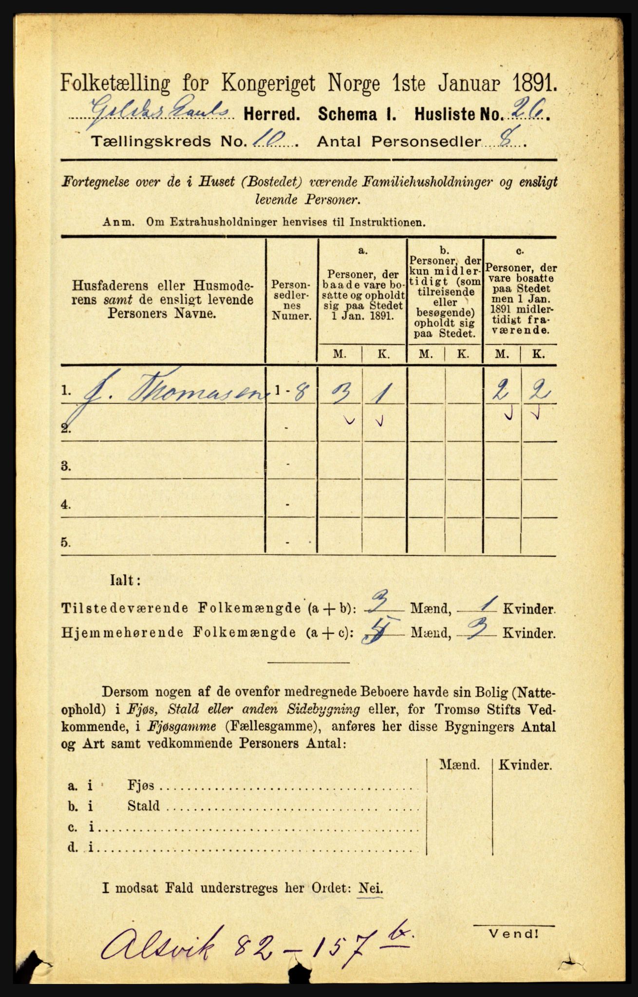 RA, 1891 census for 1838 Gildeskål, 1891, p. 2926