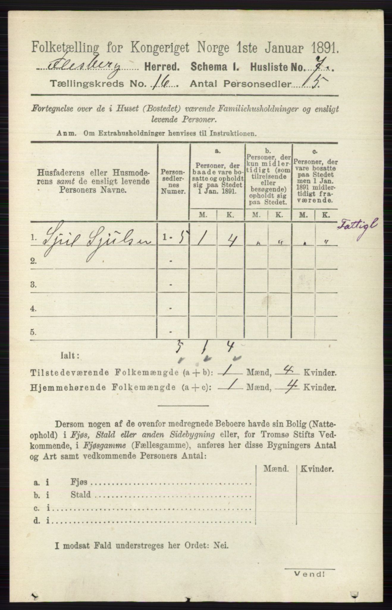 RA, 1891 census for 0631 Flesberg, 1891, p. 2831