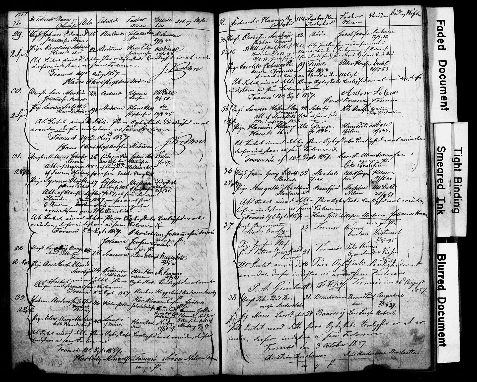 Tromsø sokneprestkontor/stiftsprosti/domprosti, SATØ/S-1343/H/Hc/L0097: Banns register no. 3, 1851-1872