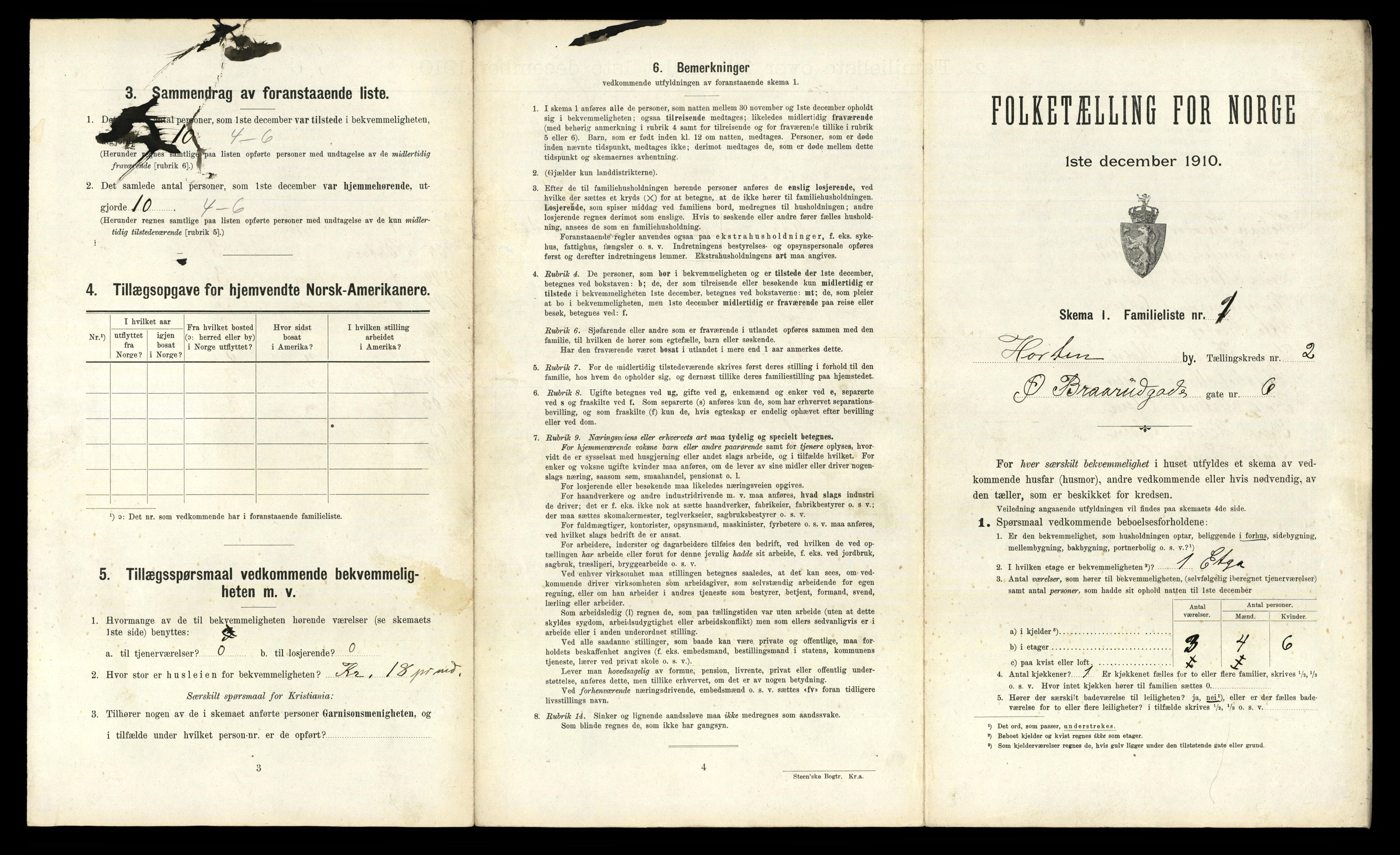 RA, 1910 census for Horten, 1910, p. 1646