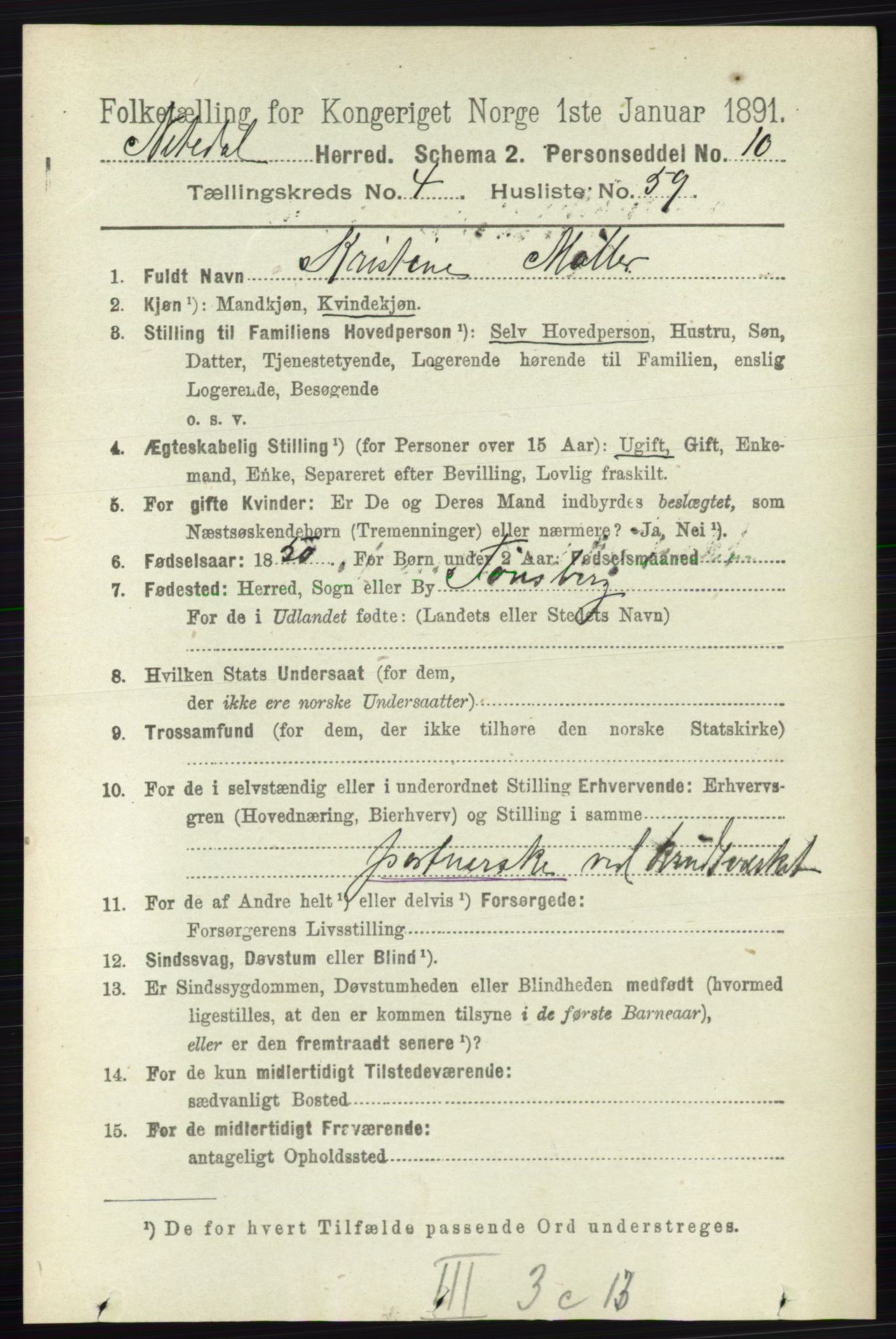 RA, 1891 census for 0233 Nittedal, 1891, p. 2025
