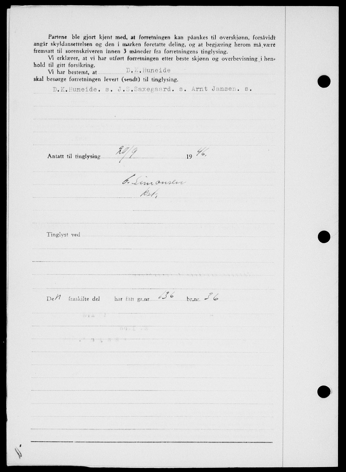 Onsøy sorenskriveri, AV/SAO-A-10474/G/Ga/Gab/L0017: Mortgage book no. II A-17, 1946-1946, Diary no: : 2261/1946